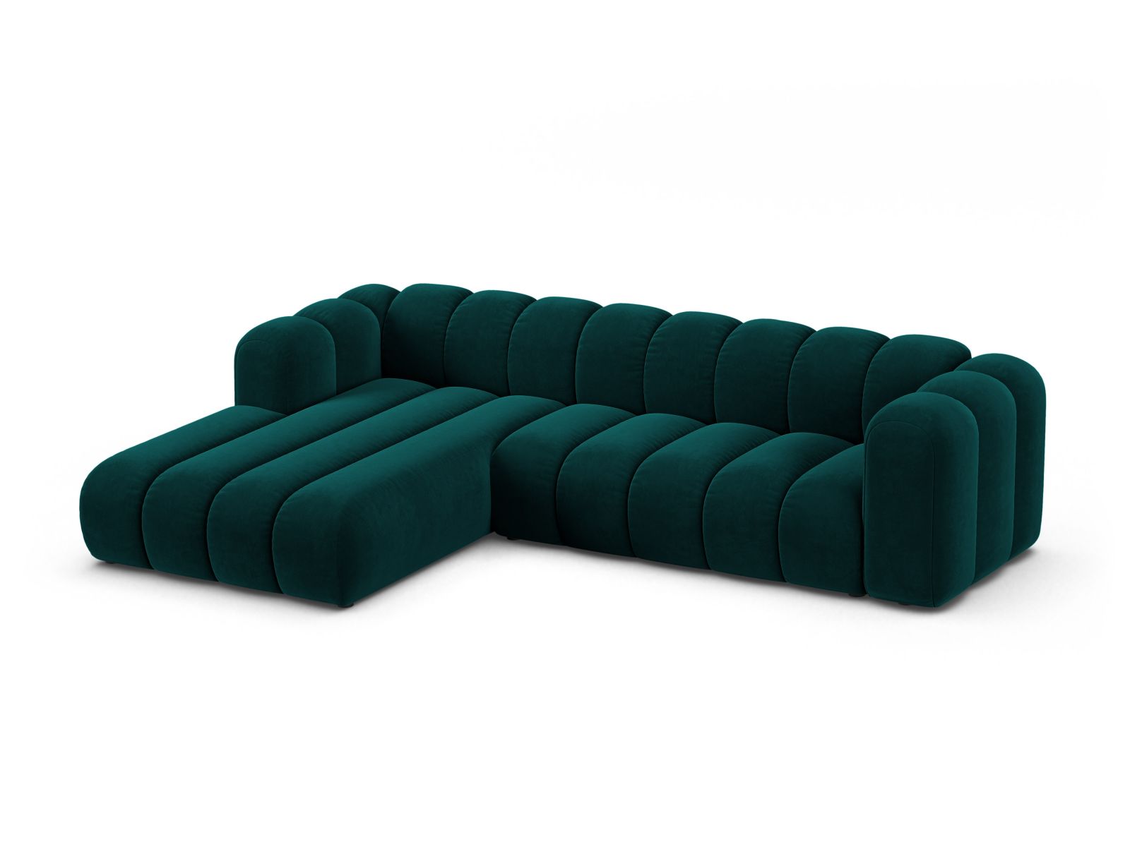 Velvet Modular Left Corner Sofa, "Lupine", 4 Seats, 290x177x70