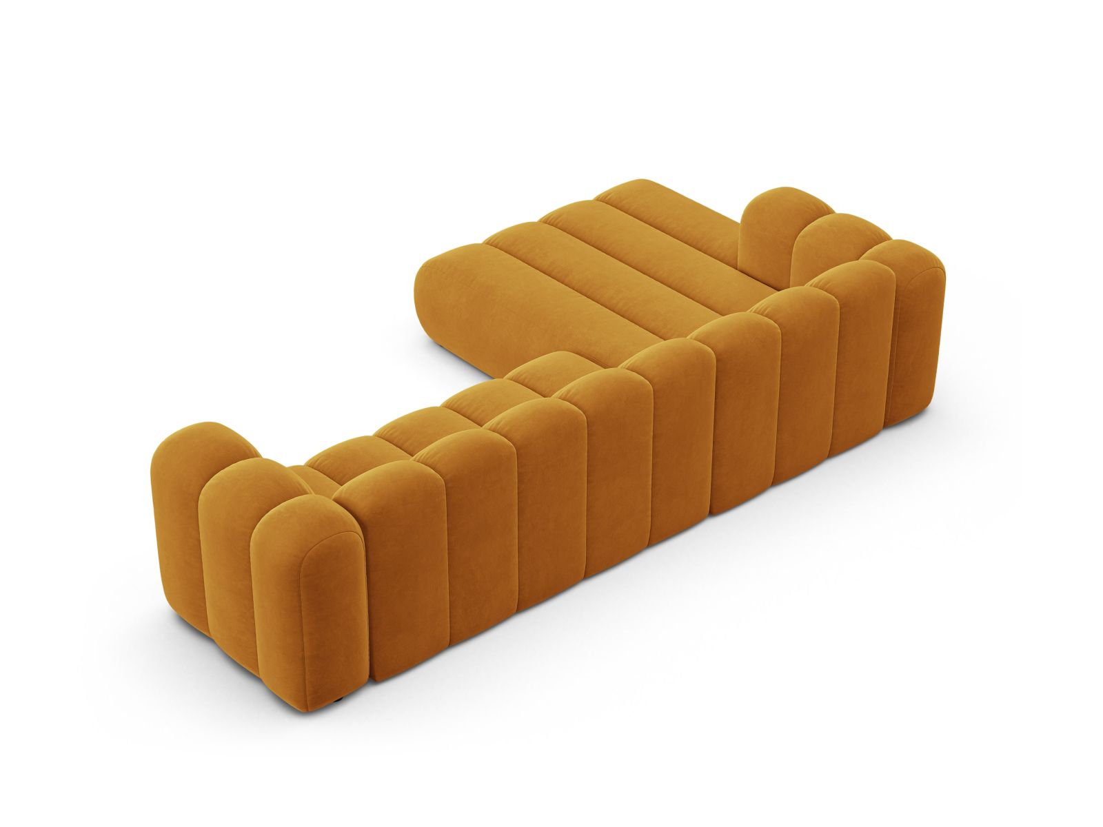 Velvet Modular Left Corner Sofa, "Lupine", 4 Seats, 290x177x70