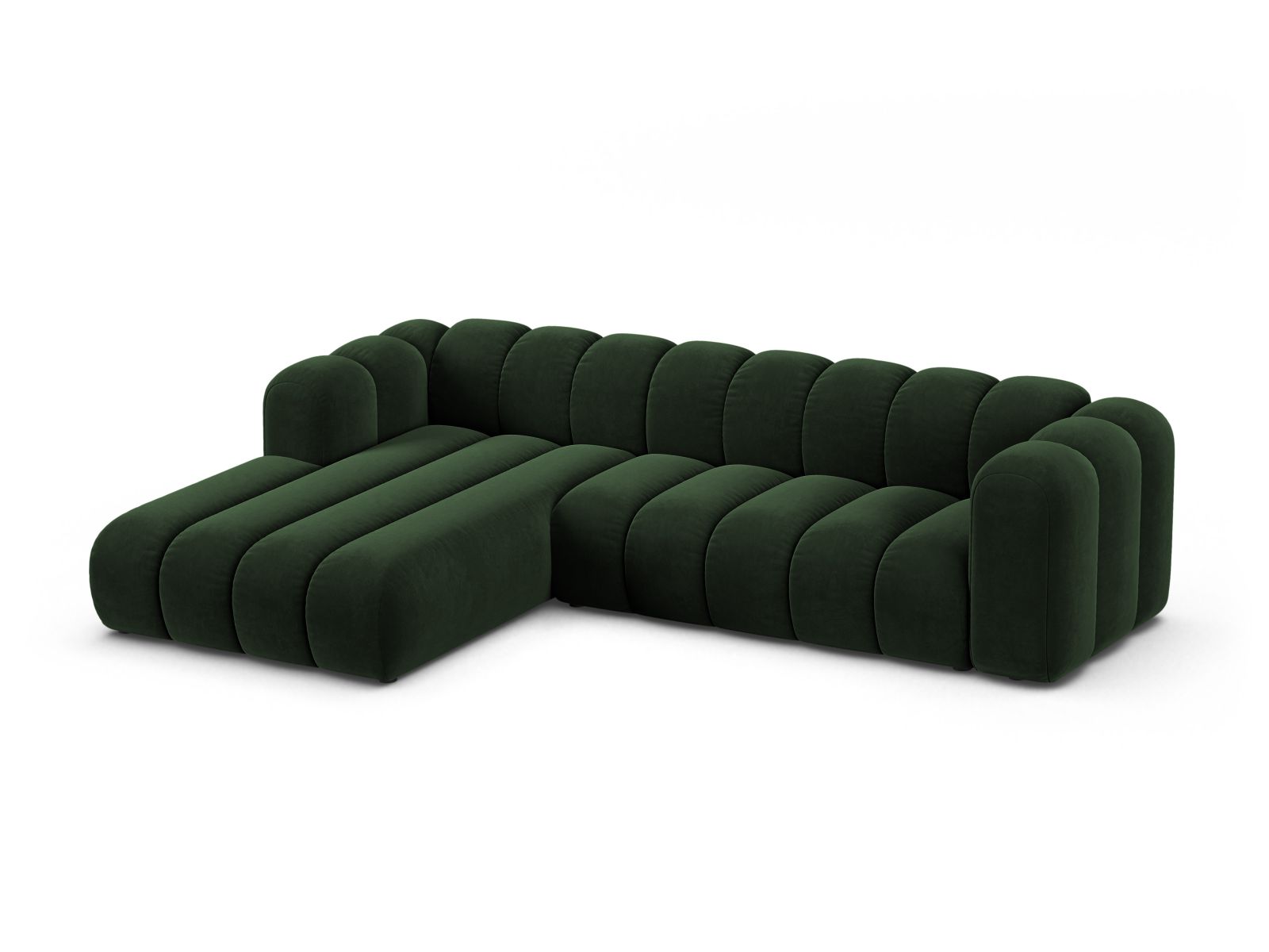 Velvet Modular Left Corner Sofa, "Lupine", 4 Seats, 290x177x70
