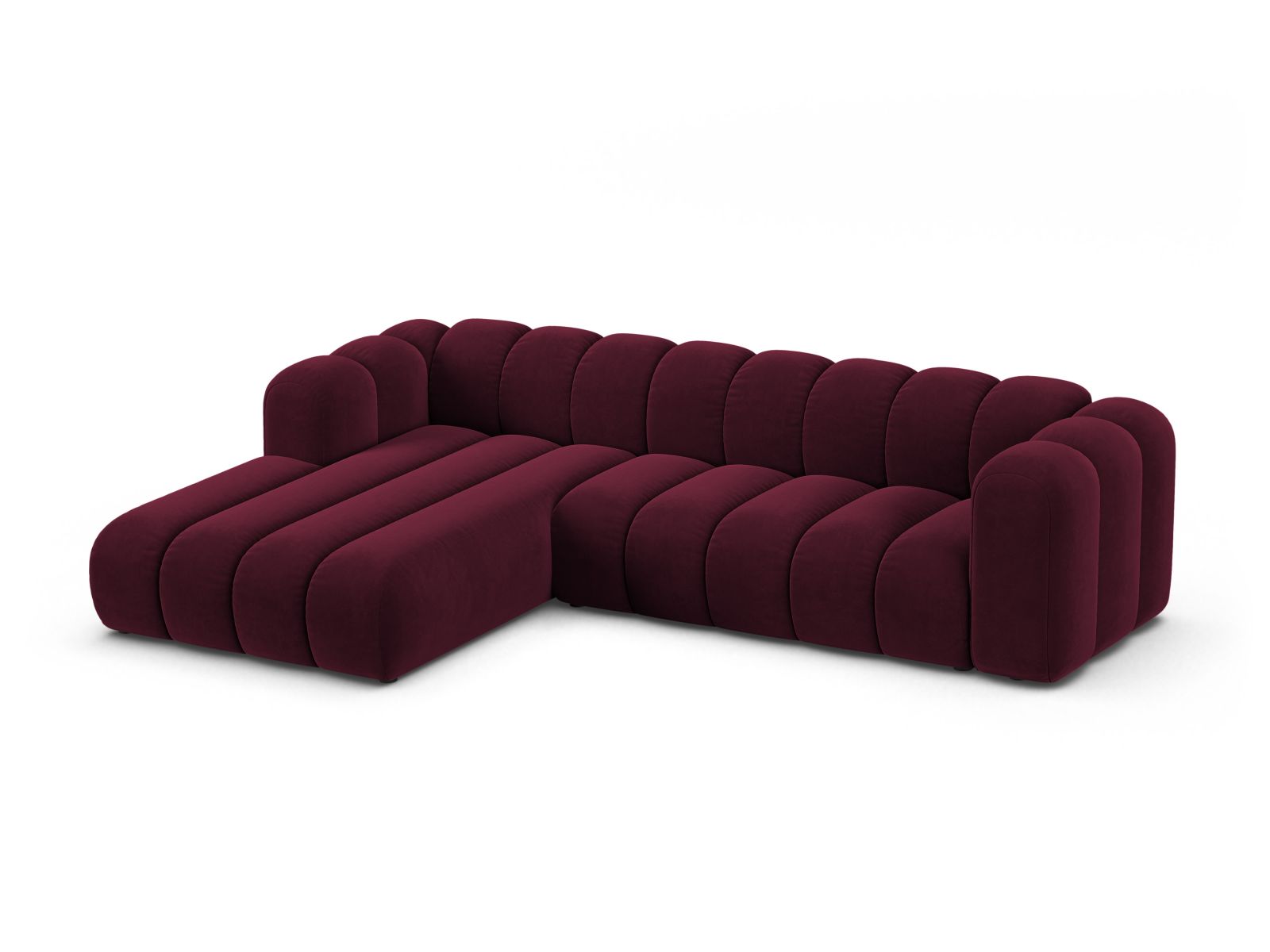 Velvet Modular Left Corner Sofa, "Lupine", 4 Seats, 290x177x70