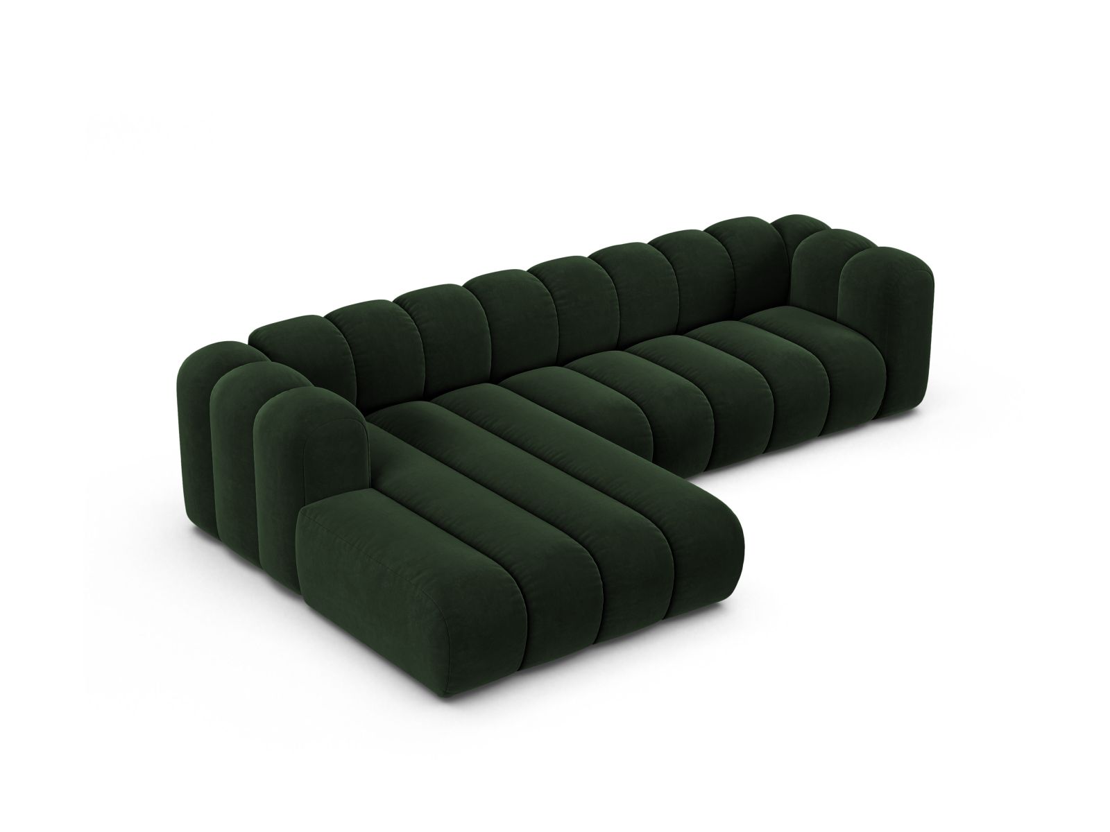 Velvet Modular Left Corner Sofa, "Lupine", 4 Seats, 290x177x70