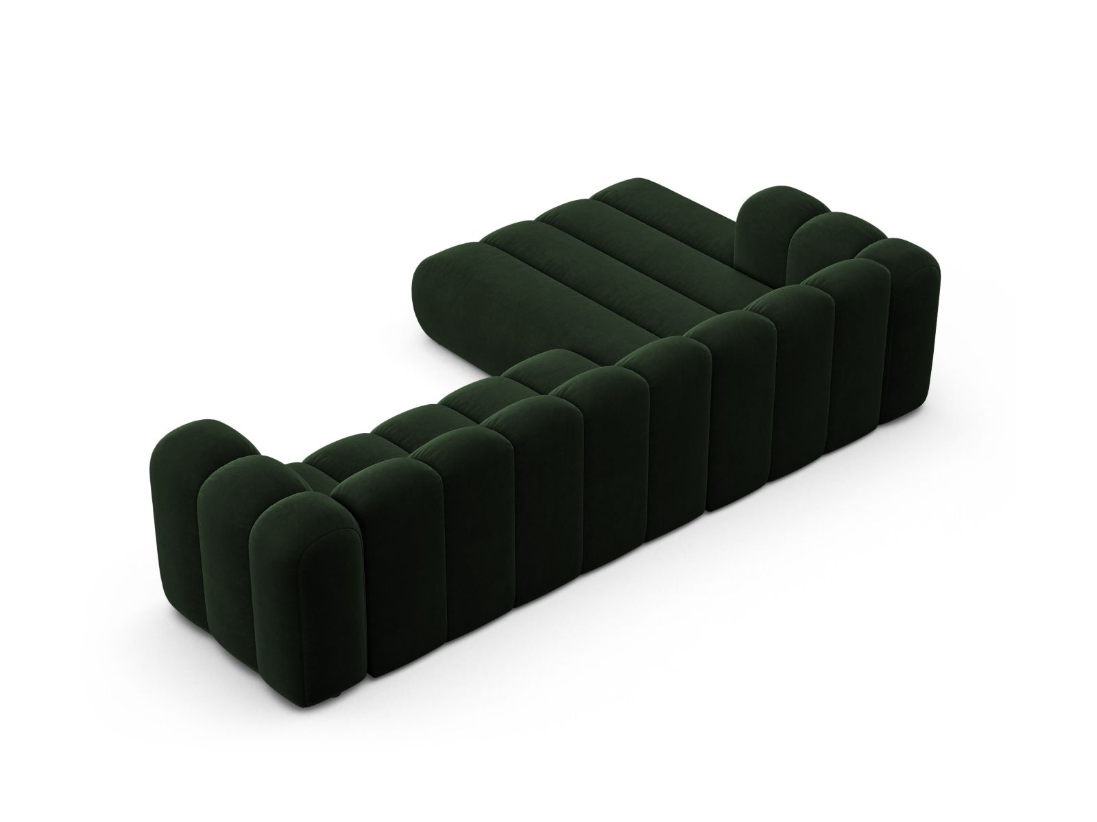 Velvet Modular Left Corner Sofa, "Lupine", 4 Seats, 290x177x70