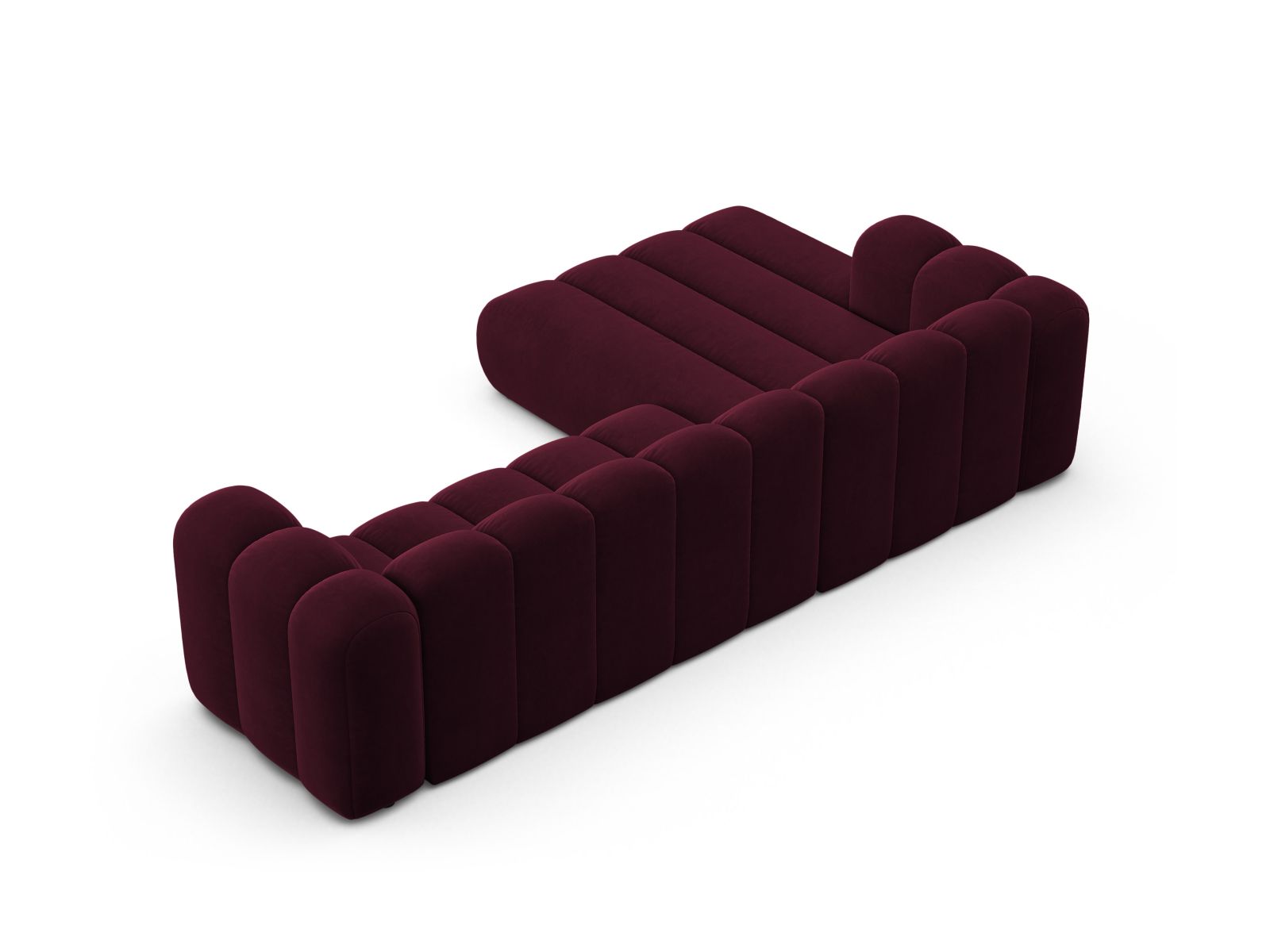Velvet Modular Left Corner Sofa, "Lupine", 4 Seats, 290x177x70