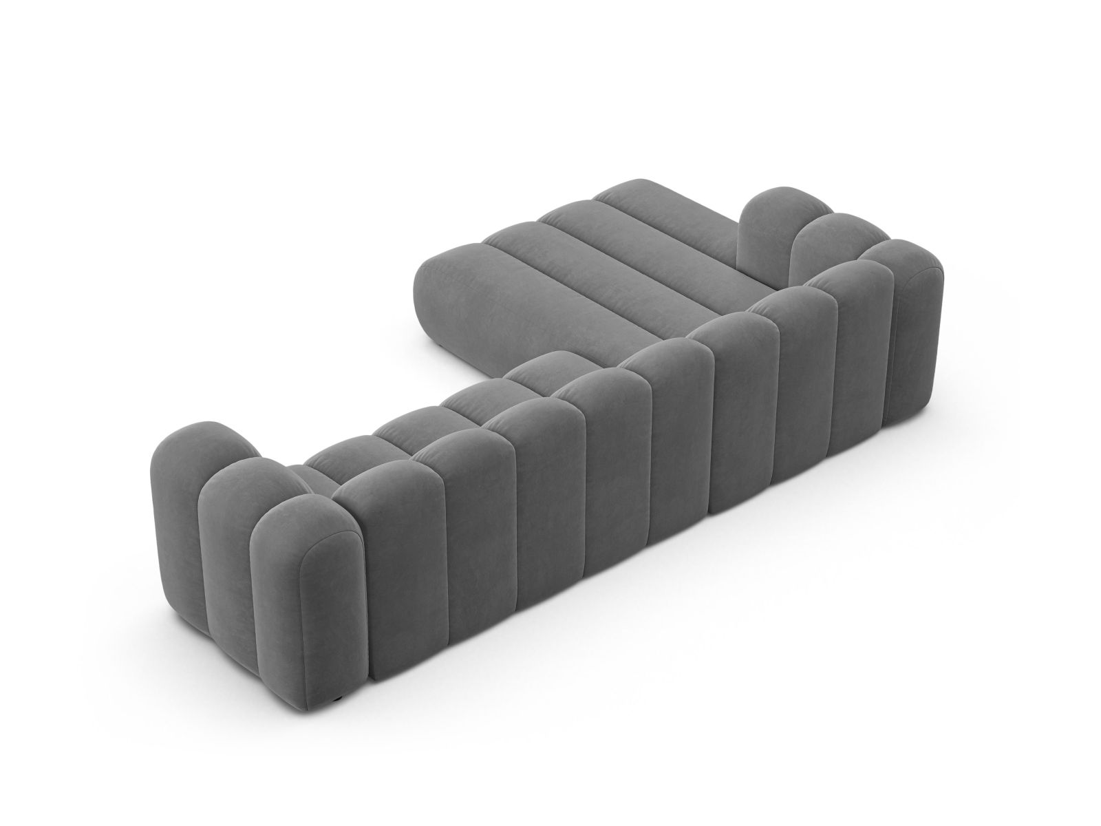 Velvet Modular Left Corner Sofa, "Lupine", 4 Seats, 290x177x70
