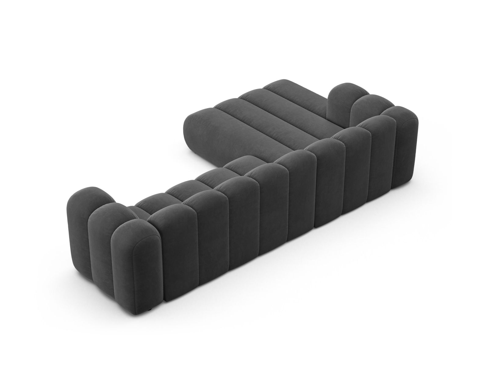 Velvet Modular Left Corner Sofa, "Lupine", 4 Seats, 290x177x70