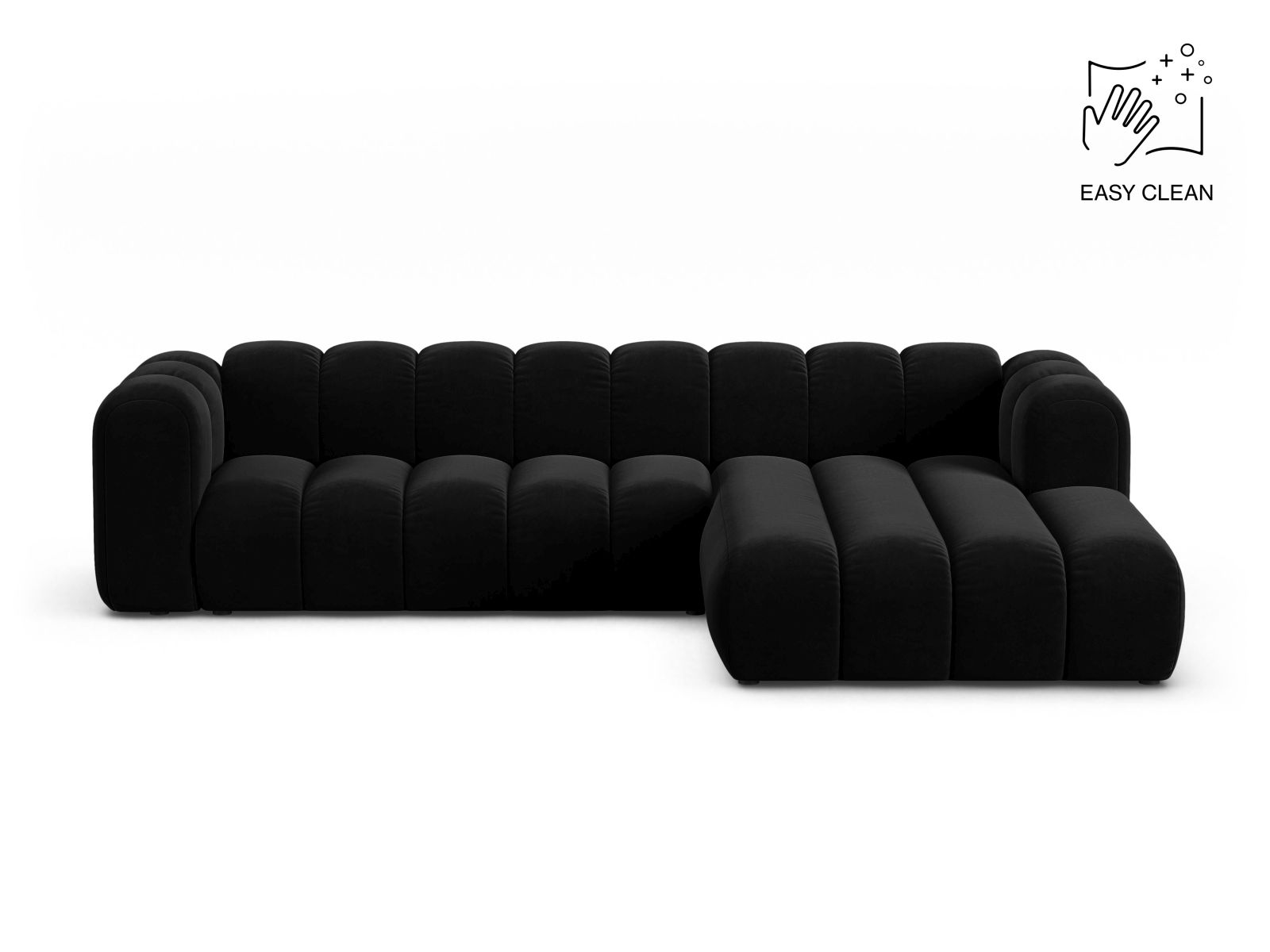 Velvet Modular Right Corner Sofa, "Lupine", 4 Seats, 290x177x70