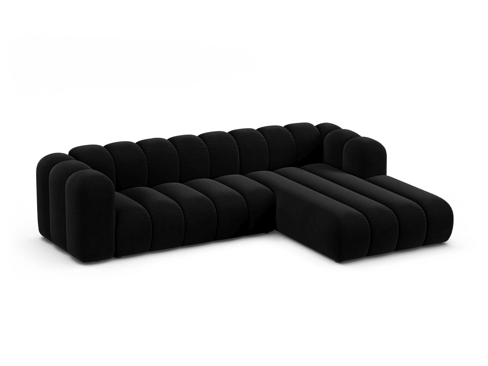 Velvet Modular Right Corner Sofa, "Lupine", 4 Seats, 290x177x70