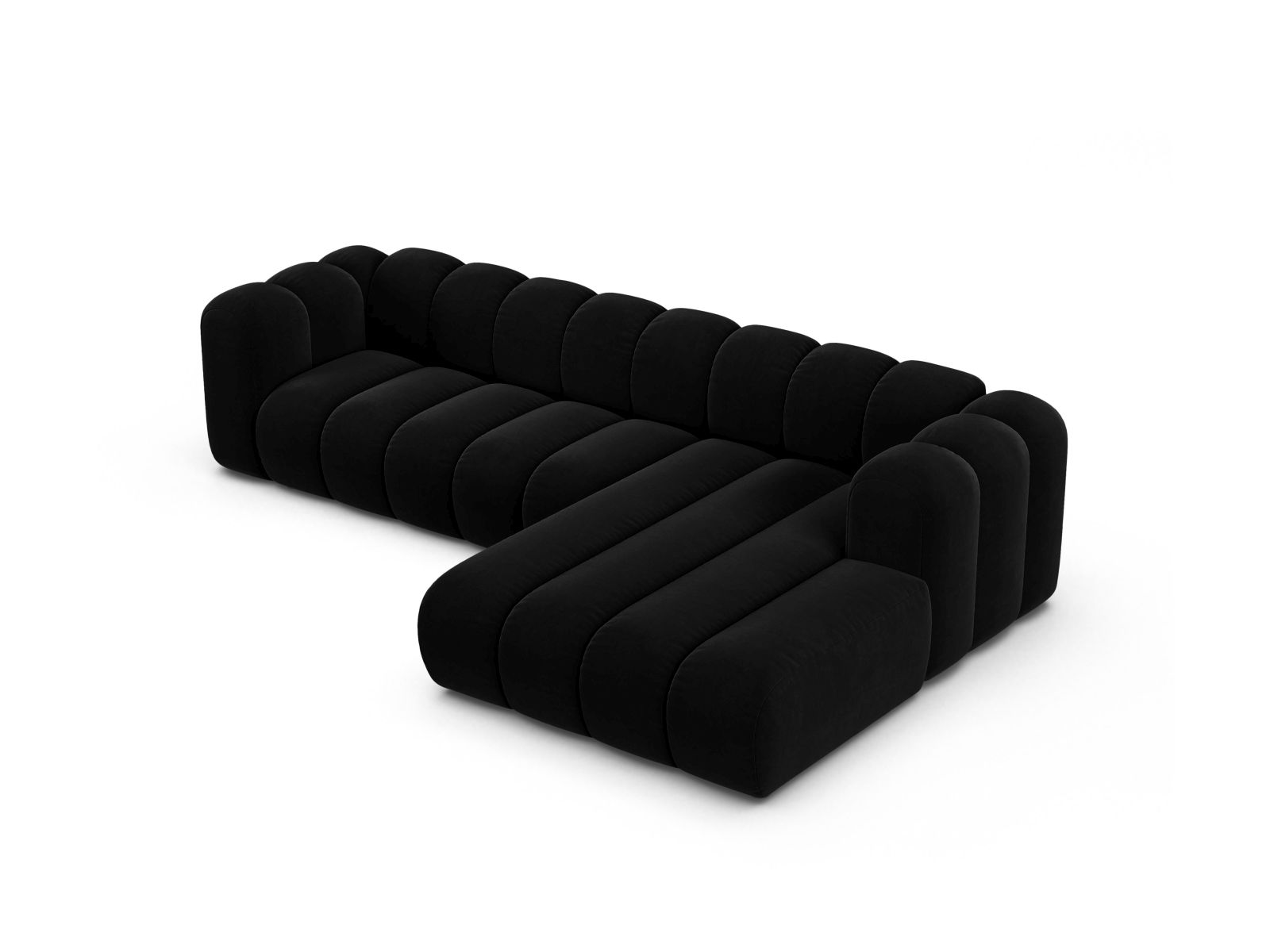 Velvet Modular Right Corner Sofa, "Lupine", 4 Seats, 290x177x70