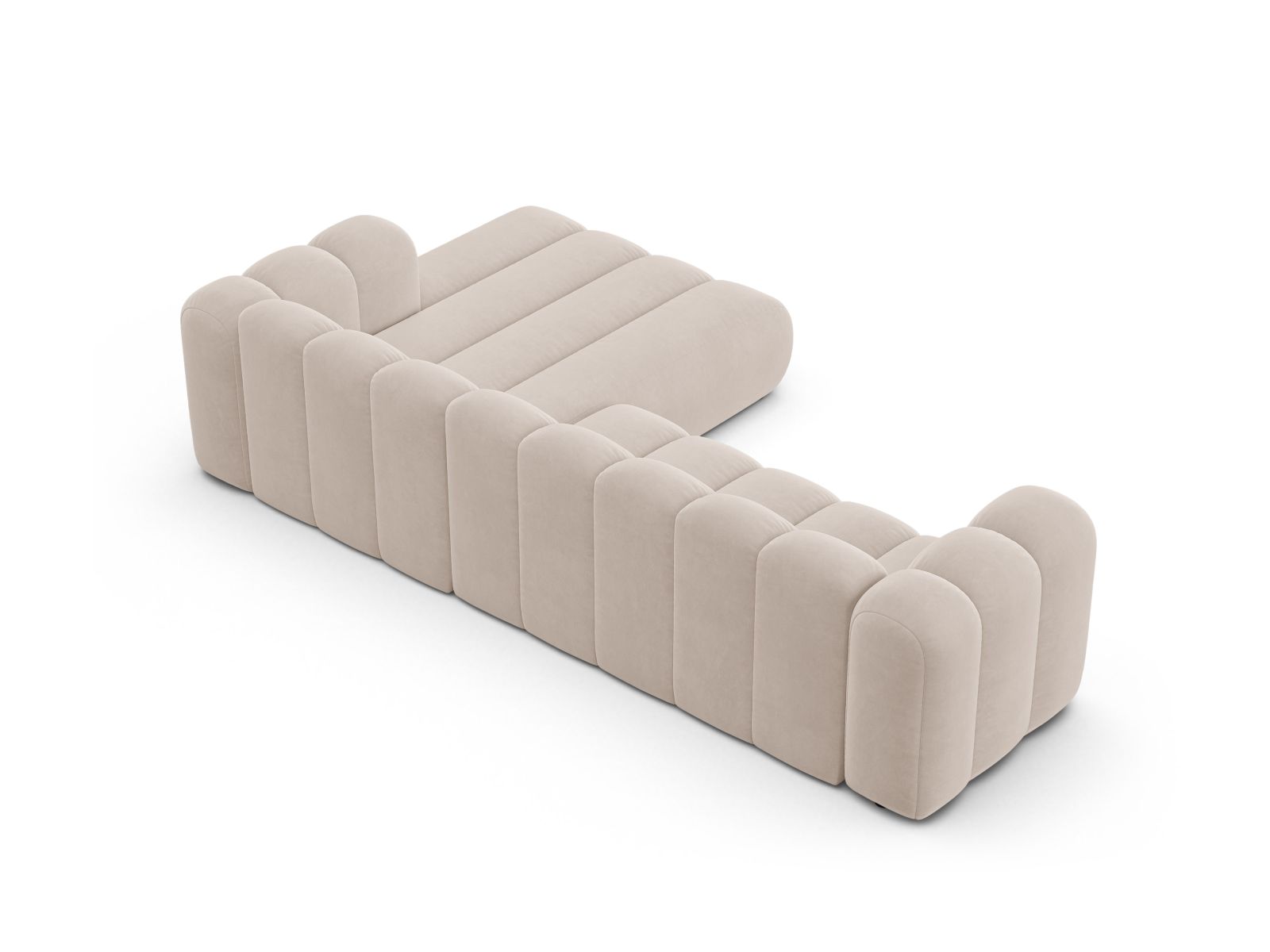 Velvet Modular Right Corner Sofa, "Lupine", 4 Seats, 290x177x70