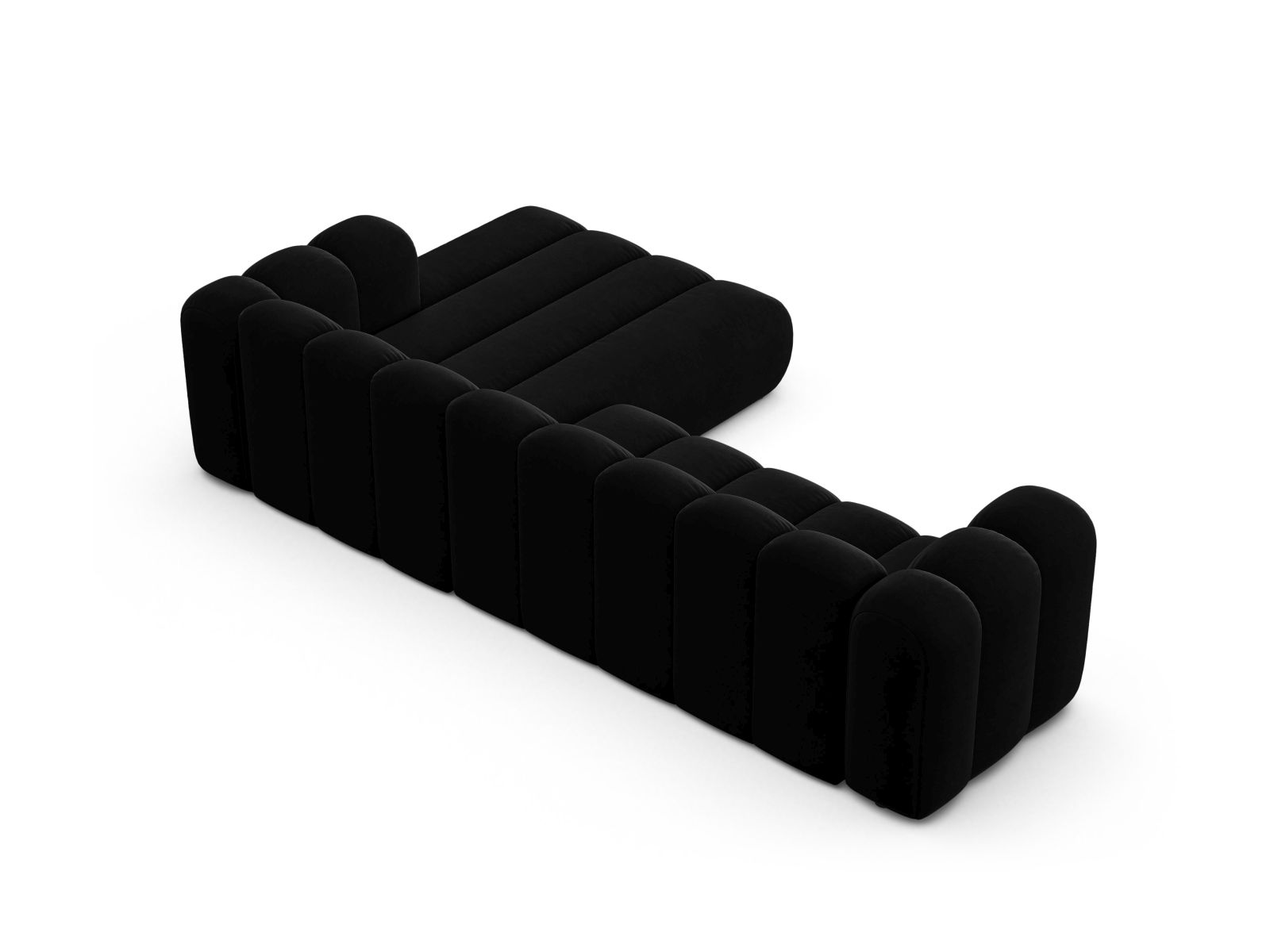 Velvet Modular Right Corner Sofa, "Lupine", 4 Seats, 290x177x70