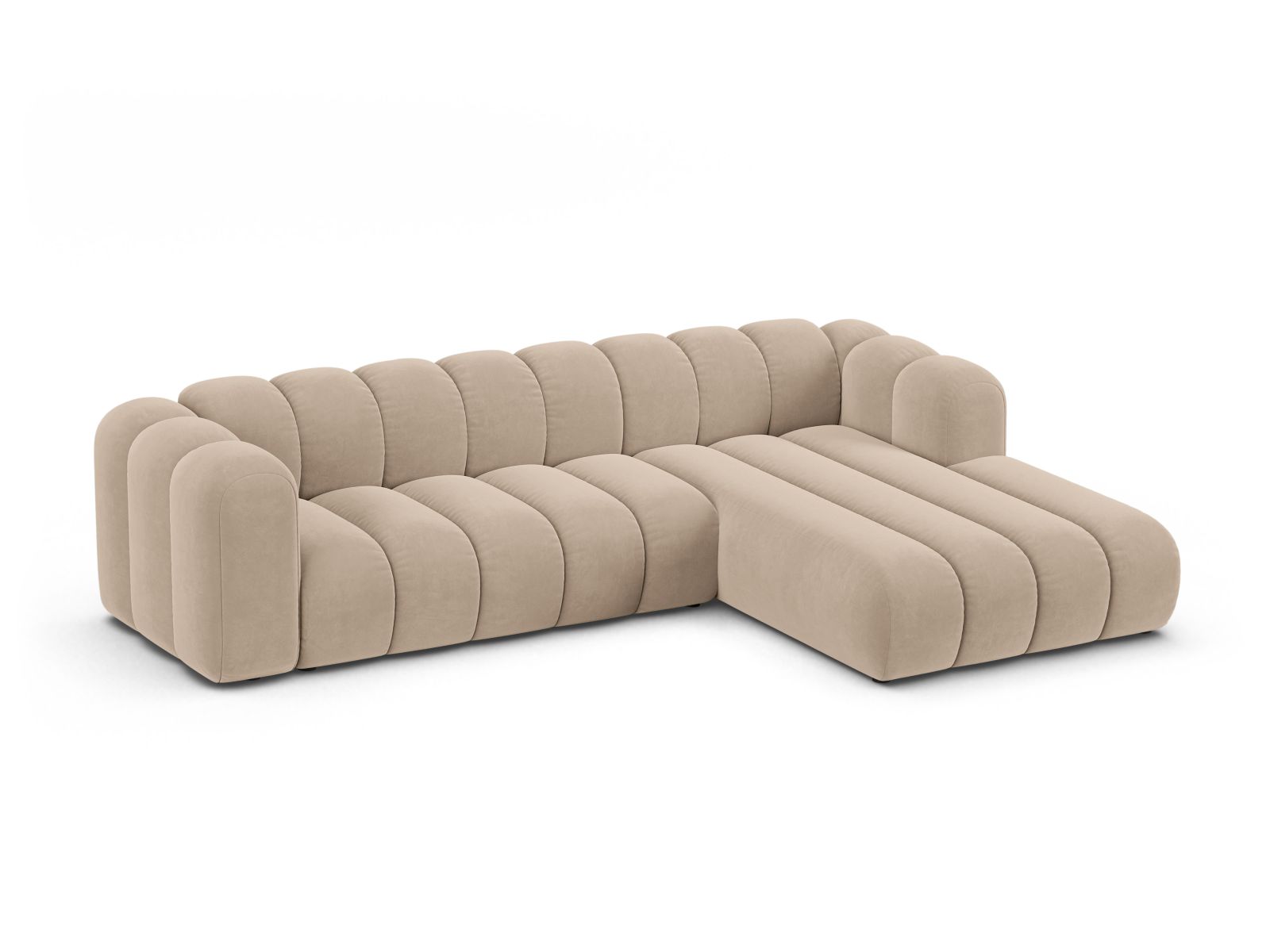 Velvet Modular Right Corner Sofa, "Lupine", 4 Seats, 290x177x70