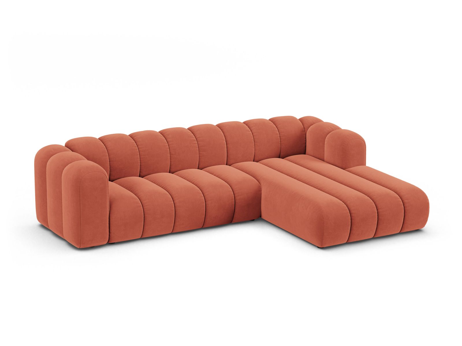Velvet Modular Right Corner Sofa, "Lupine", 4 Seats, 290x177x70