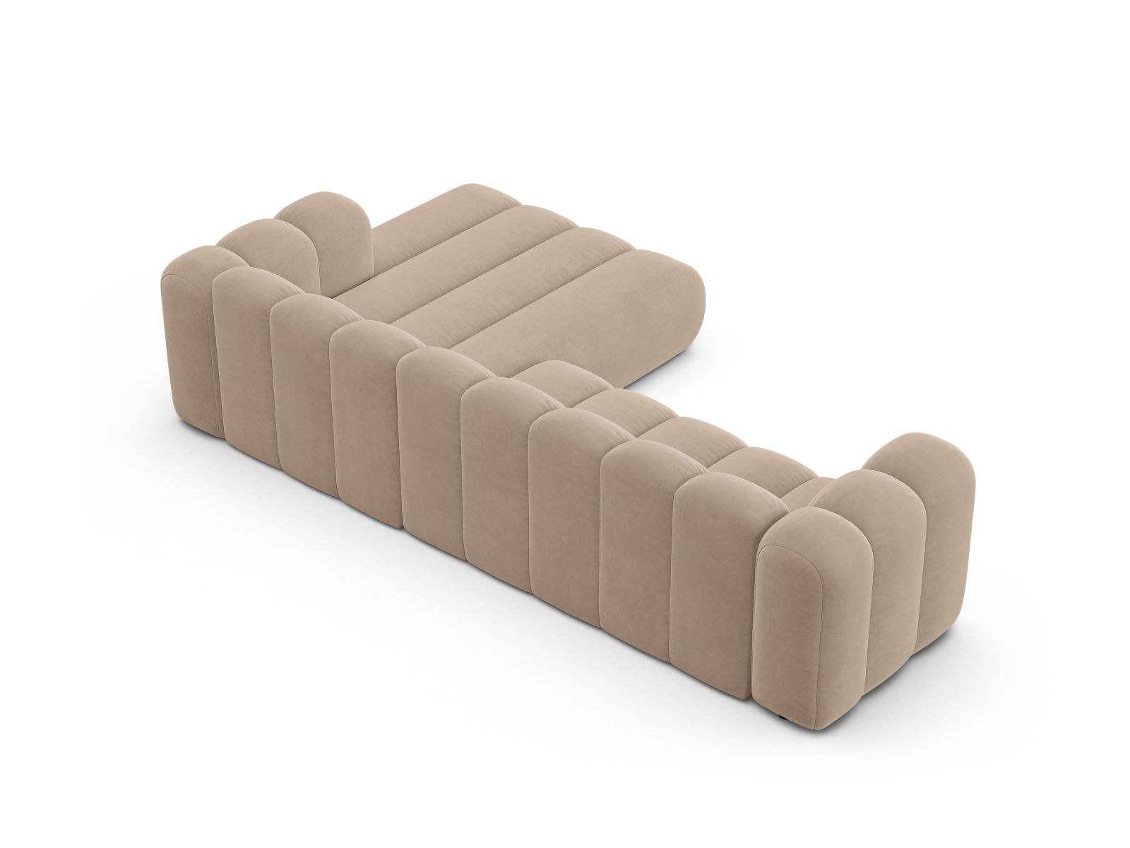 Velvet Modular Right Corner Sofa, "Lupine", 4 Seats, 290x177x70