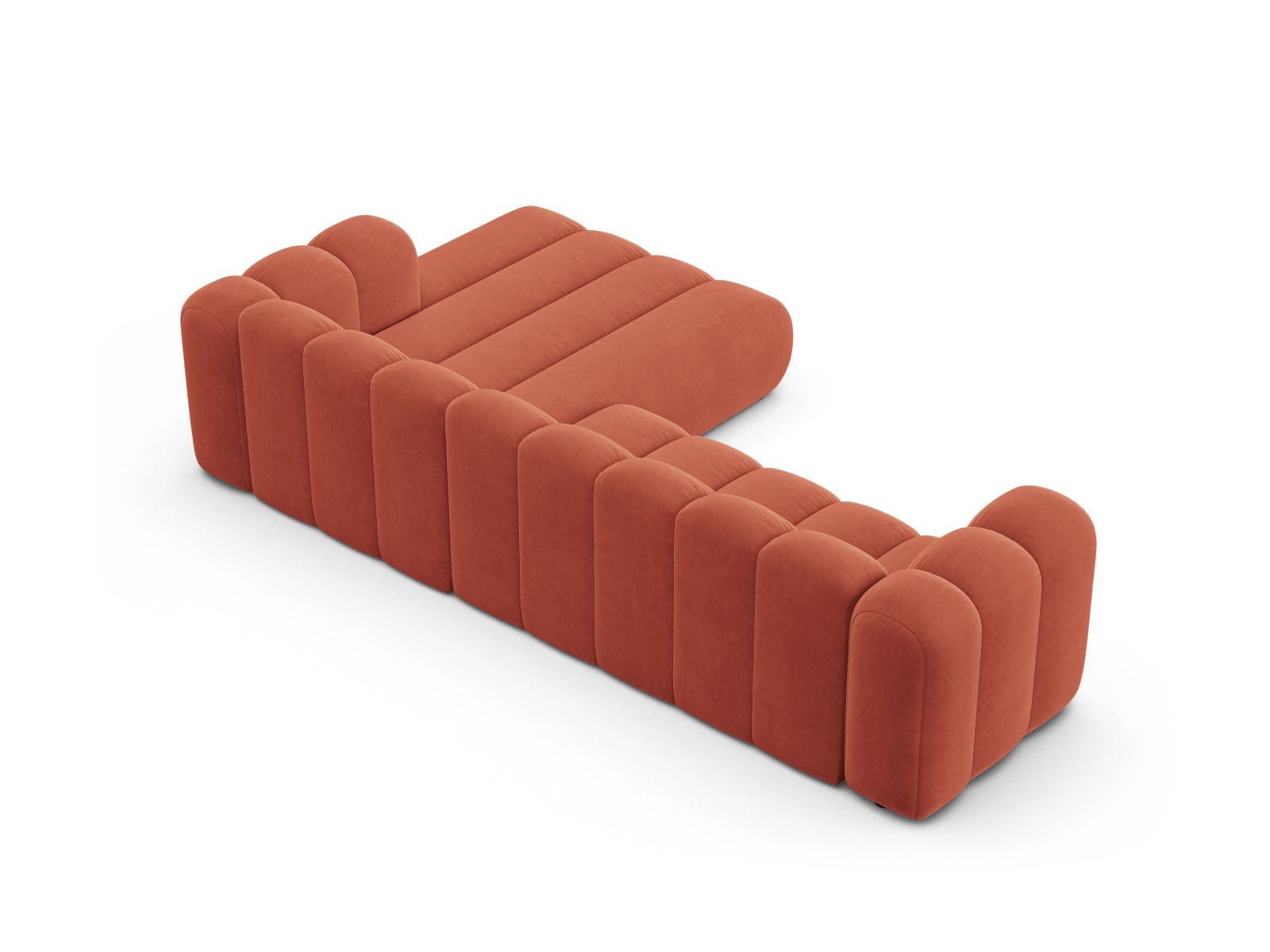 Velvet Modular Right Corner Sofa, "Lupine", 4 Seats, 290x177x70