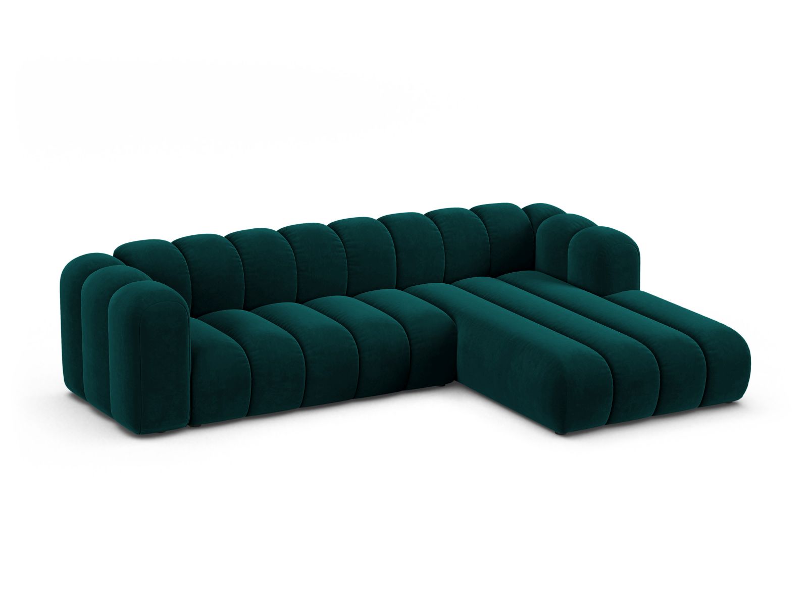 Velvet Modular Right Corner Sofa, "Lupine", 4 Seats, 290x177x70