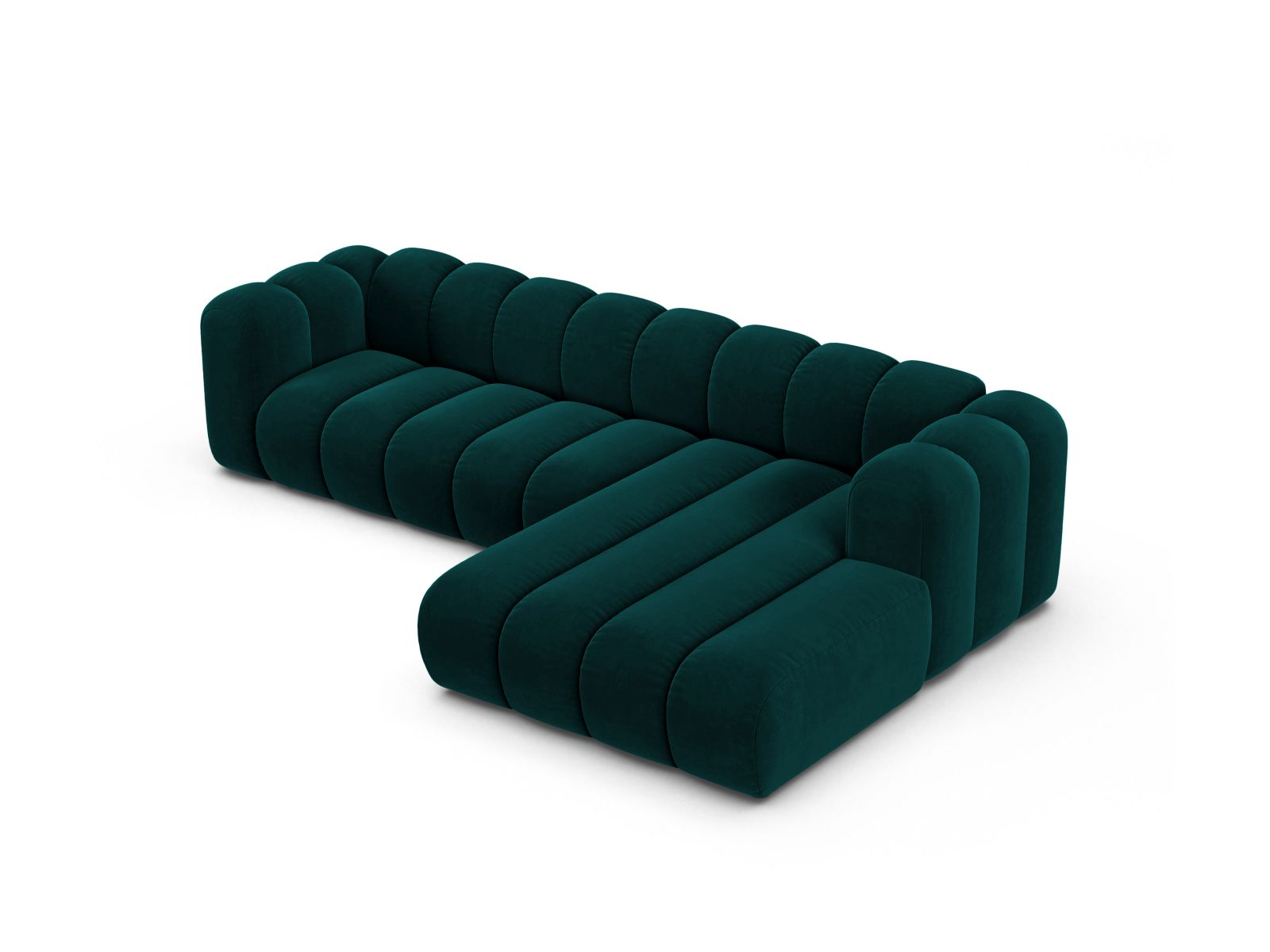 Velvet Modular Right Corner Sofa, "Lupine", 4 Seats, 290x177x70