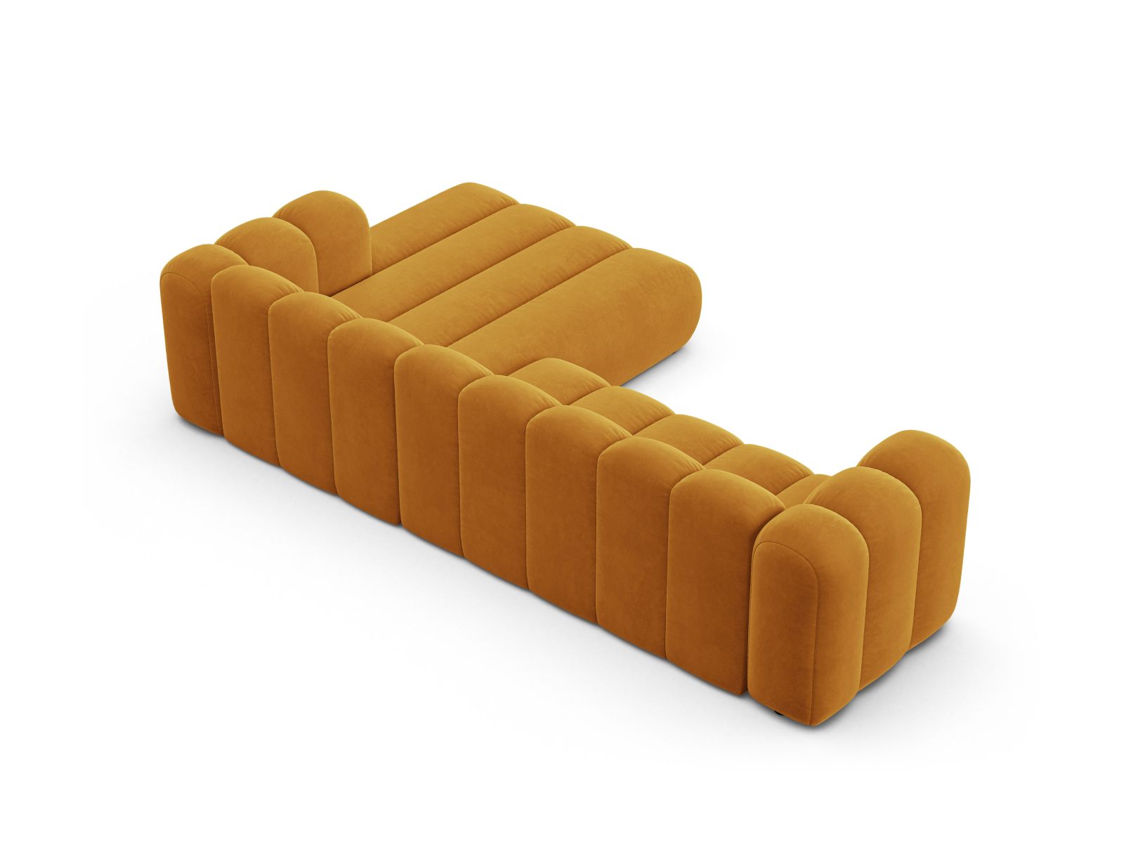 Velvet Modular Right Corner Sofa, "Lupine", 4 Seats, 290x177x70