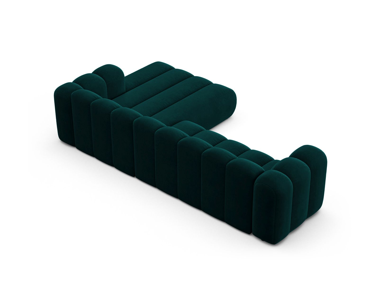 Velvet Modular Right Corner Sofa, "Lupine", 4 Seats, 290x177x70
