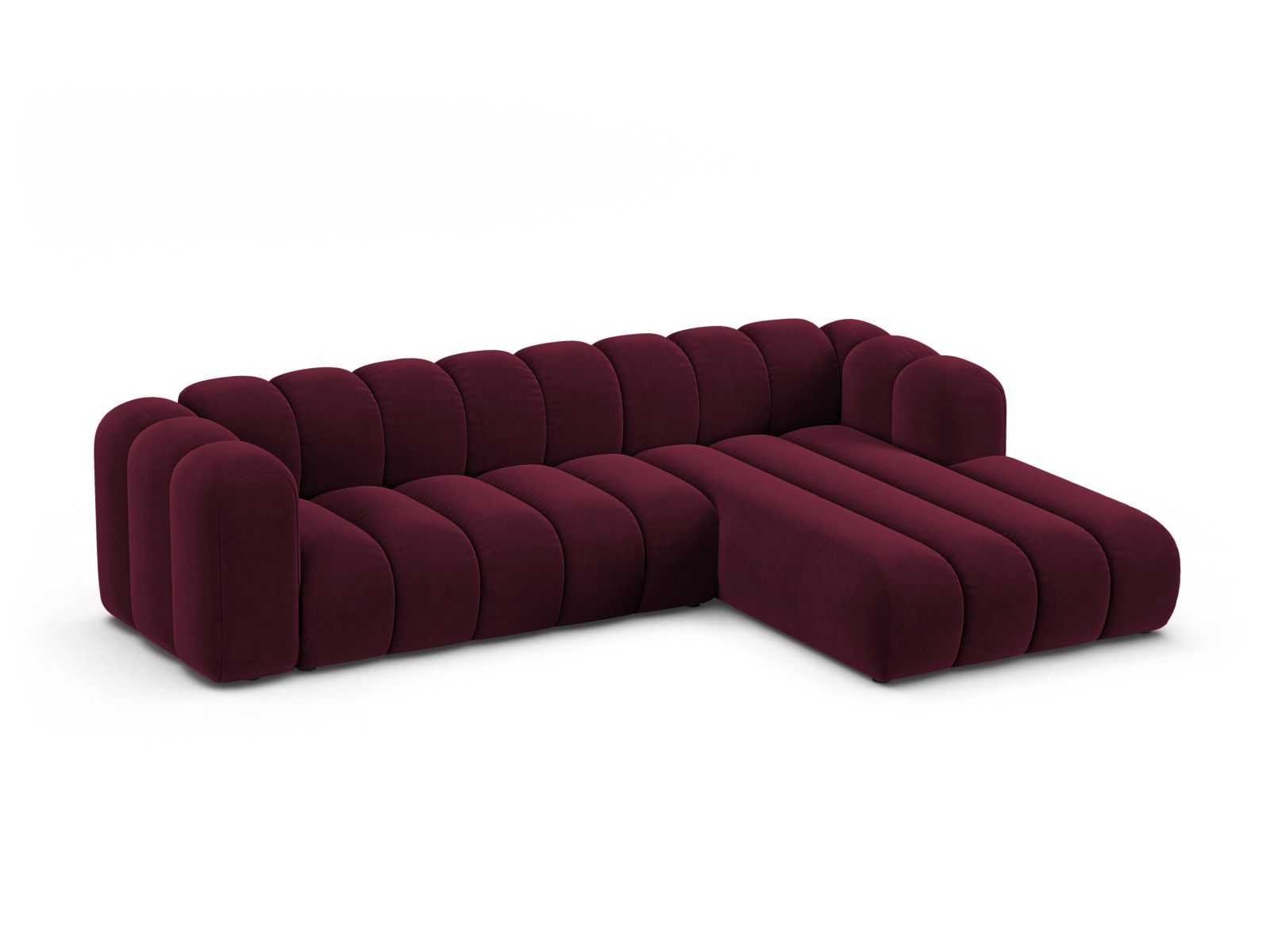 Velvet Modular Right Corner Sofa, "Lupine", 4 Seats, 290x177x70