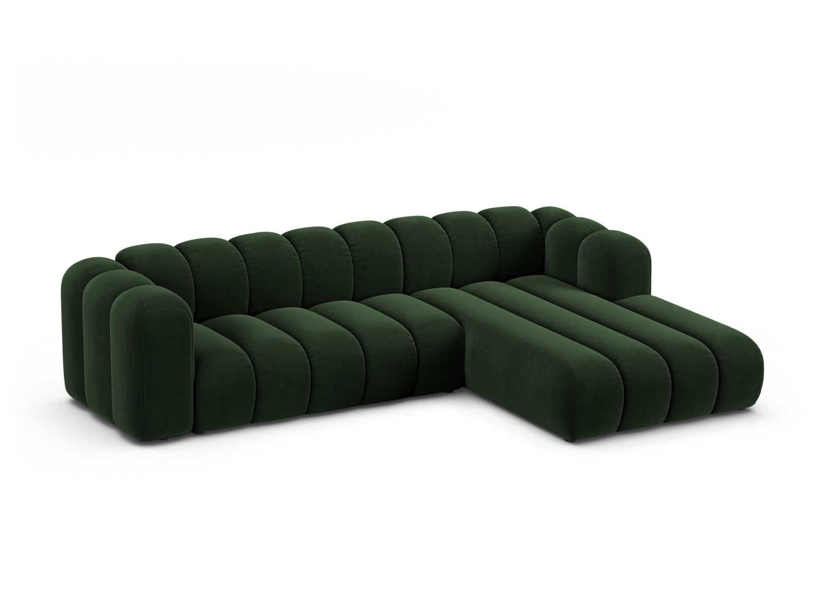 Velvet Modular Right Corner Sofa, "Lupine", 4 Seats, 290x177x70