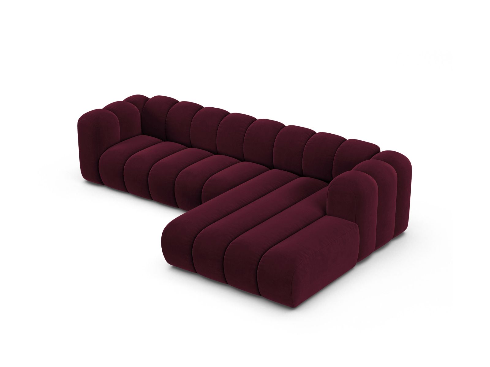 Velvet Modular Right Corner Sofa, "Lupine", 4 Seats, 290x177x70