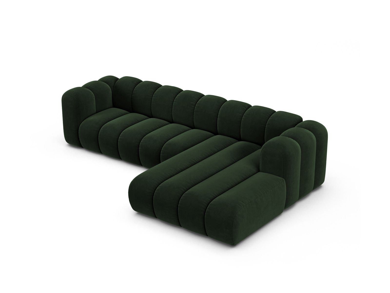 Velvet Modular Right Corner Sofa, "Lupine", 4 Seats, 290x177x70