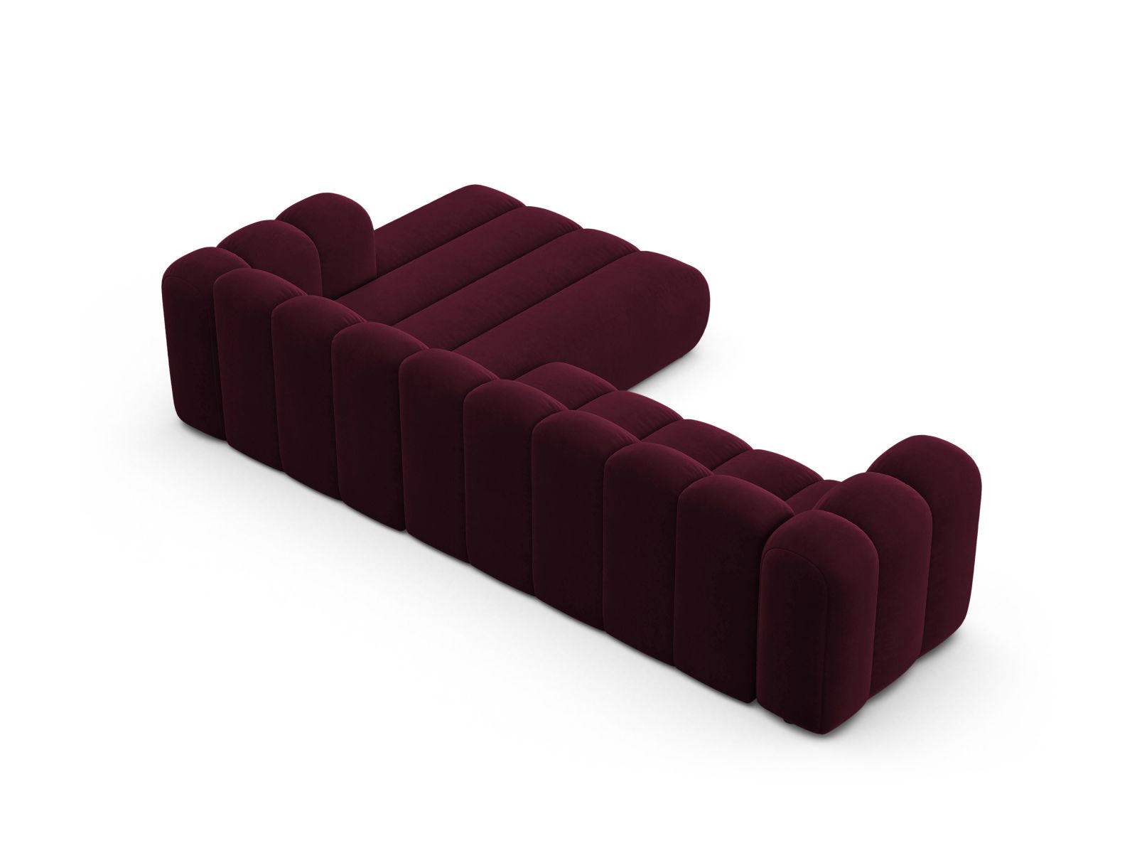Velvet Modular Right Corner Sofa, "Lupine", 4 Seats, 290x177x70