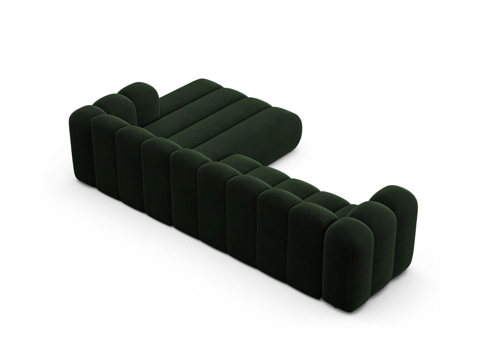 Velvet Modular Right Corner Sofa, "Lupine", 4 Seats, 290x177x70