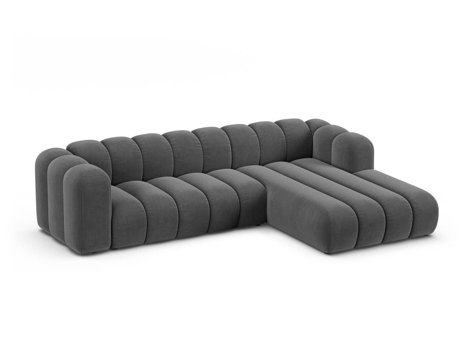 Velvet Modular Right Corner Sofa, "Lupine", 4 Seats, 290x177x70
