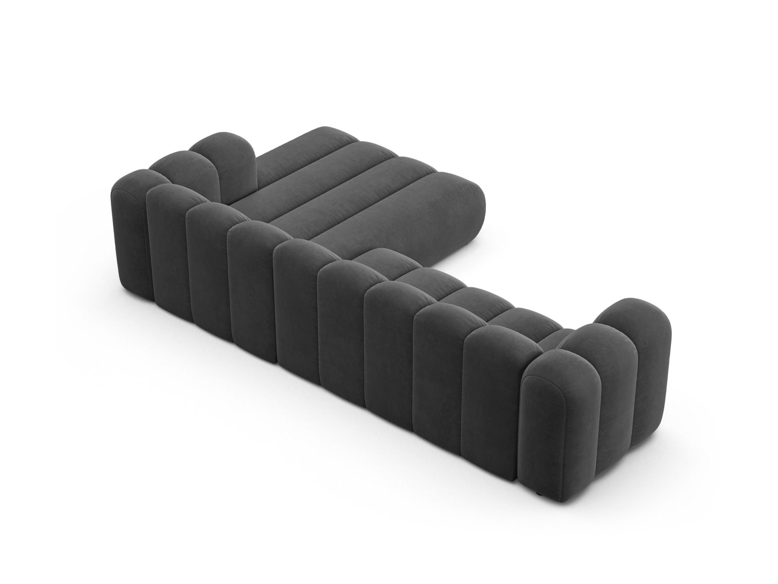 Velvet Modular Right Corner Sofa, "Lupine", 4 Seats, 290x177x70