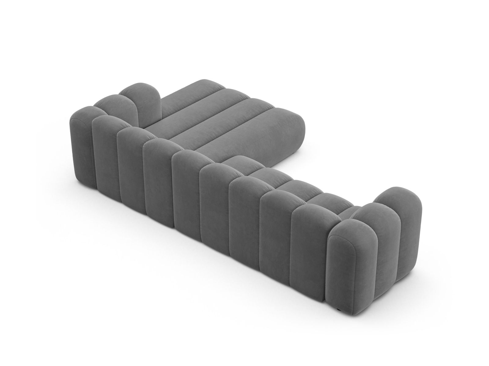Velvet Modular Right Corner Sofa, "Lupine", 4 Seats, 290x177x70