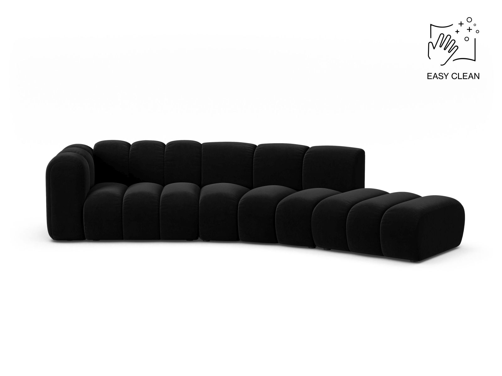 Velvet Left Modular Sofa, "Lupine", 5 Seats, 335x166x70