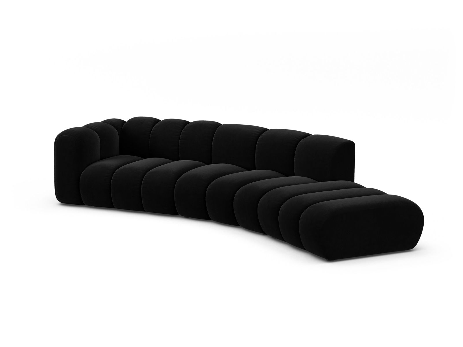 Velvet Left Modular Sofa, "Lupine", 5 Seats, 335x166x70