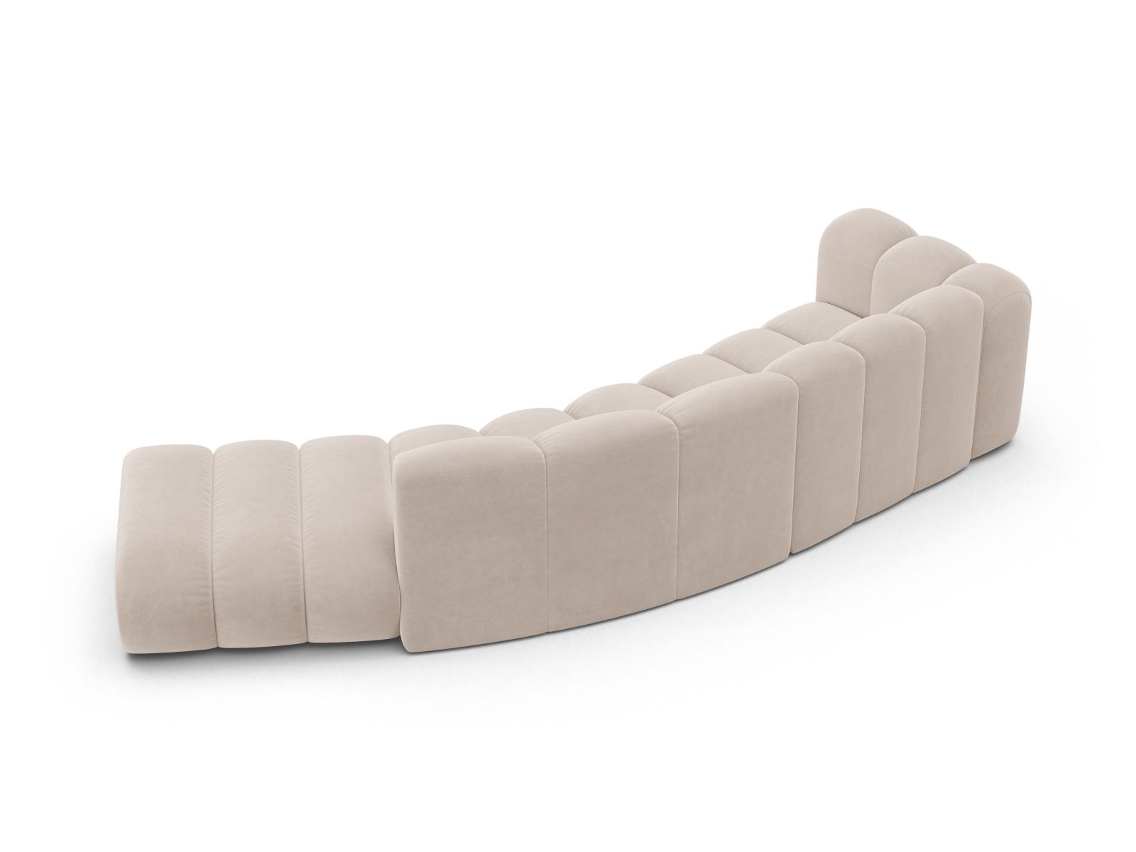 Velvet Left Modular Sofa, "Lupine", 5 Seats, 335x166x70