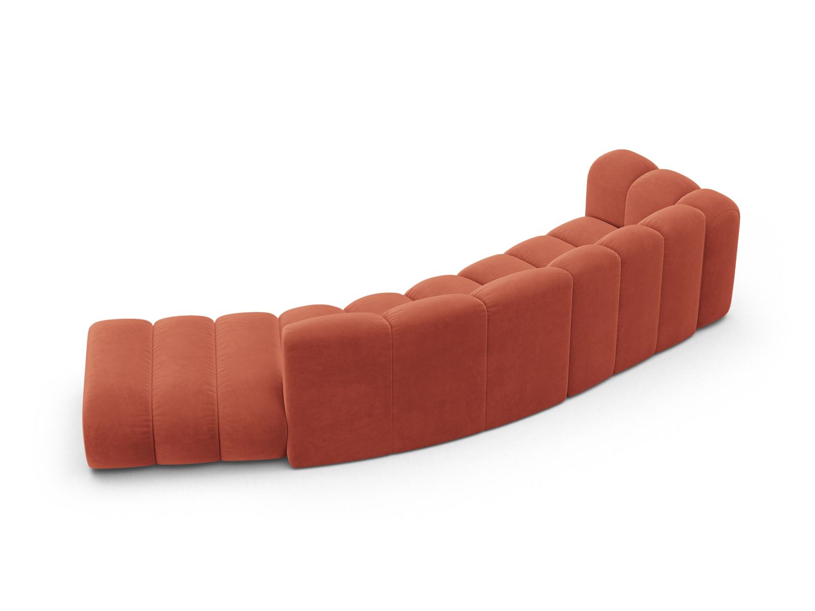 Velvet Left Modular Sofa, "Lupine", 5 Seats, 335x166x70