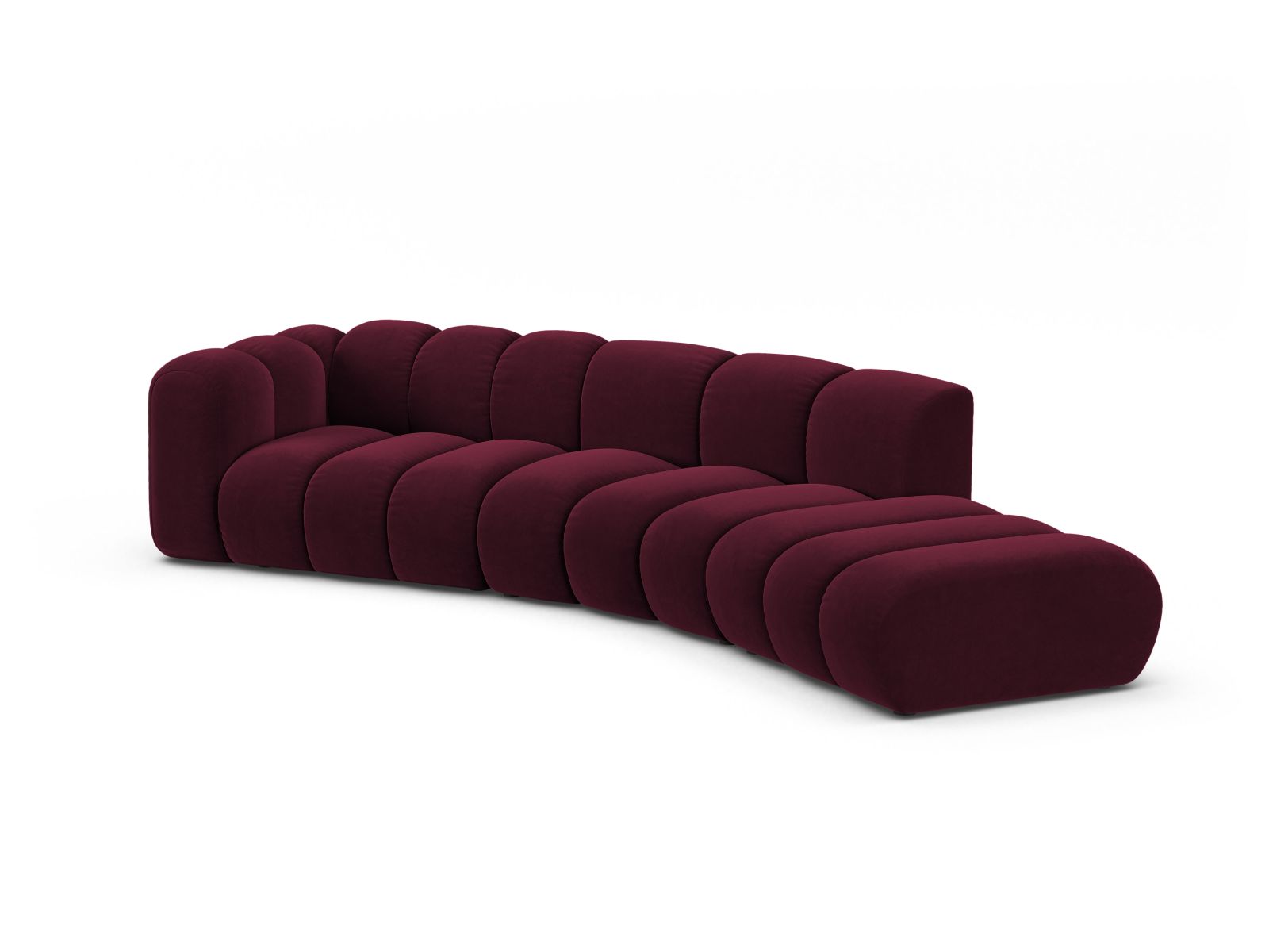 Velvet Left Modular Sofa, "Lupine", 5 Seats, 335x166x70
