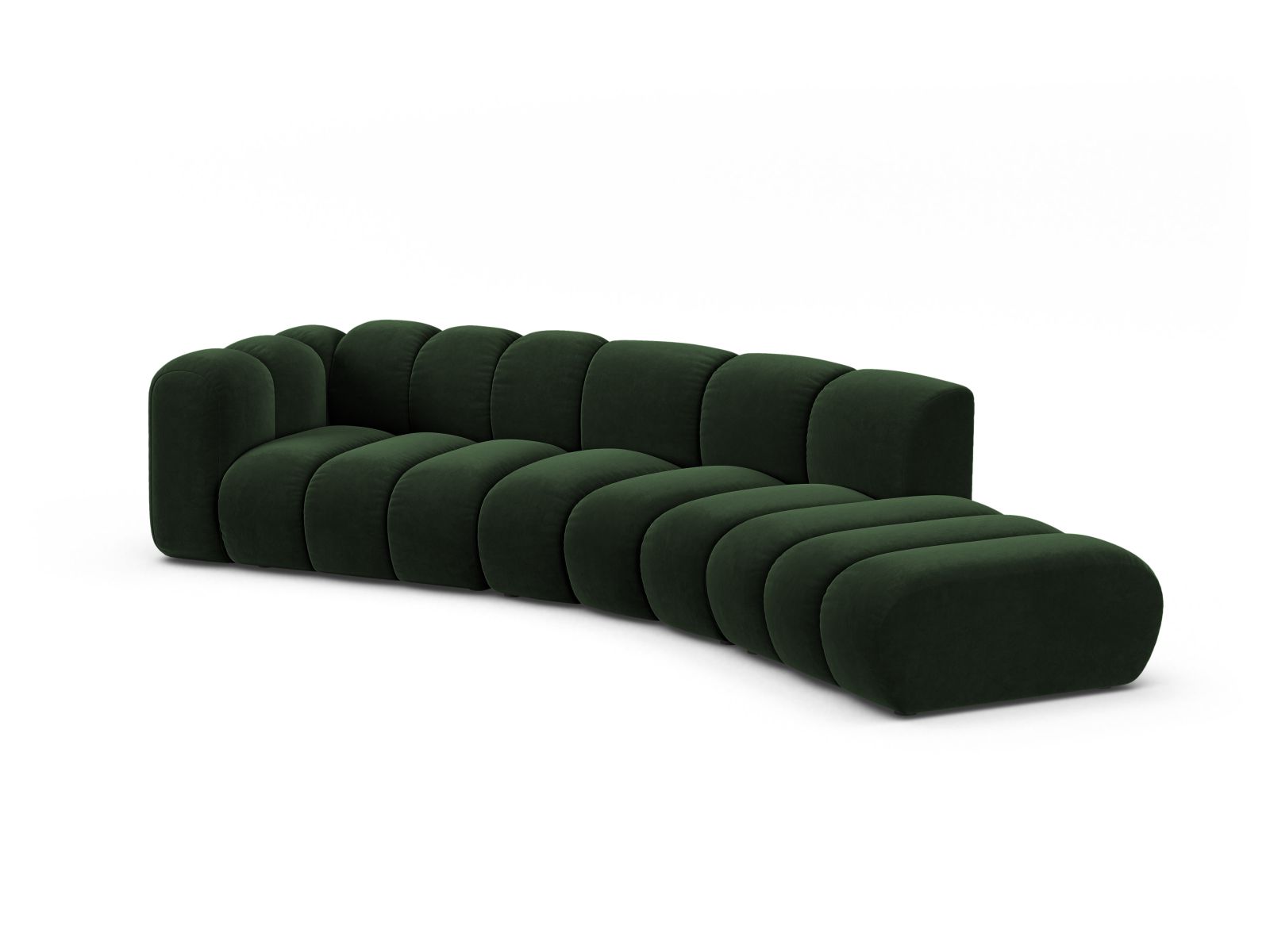 Velvet Left Modular Sofa, "Lupine", 5 Seats, 335x166x70