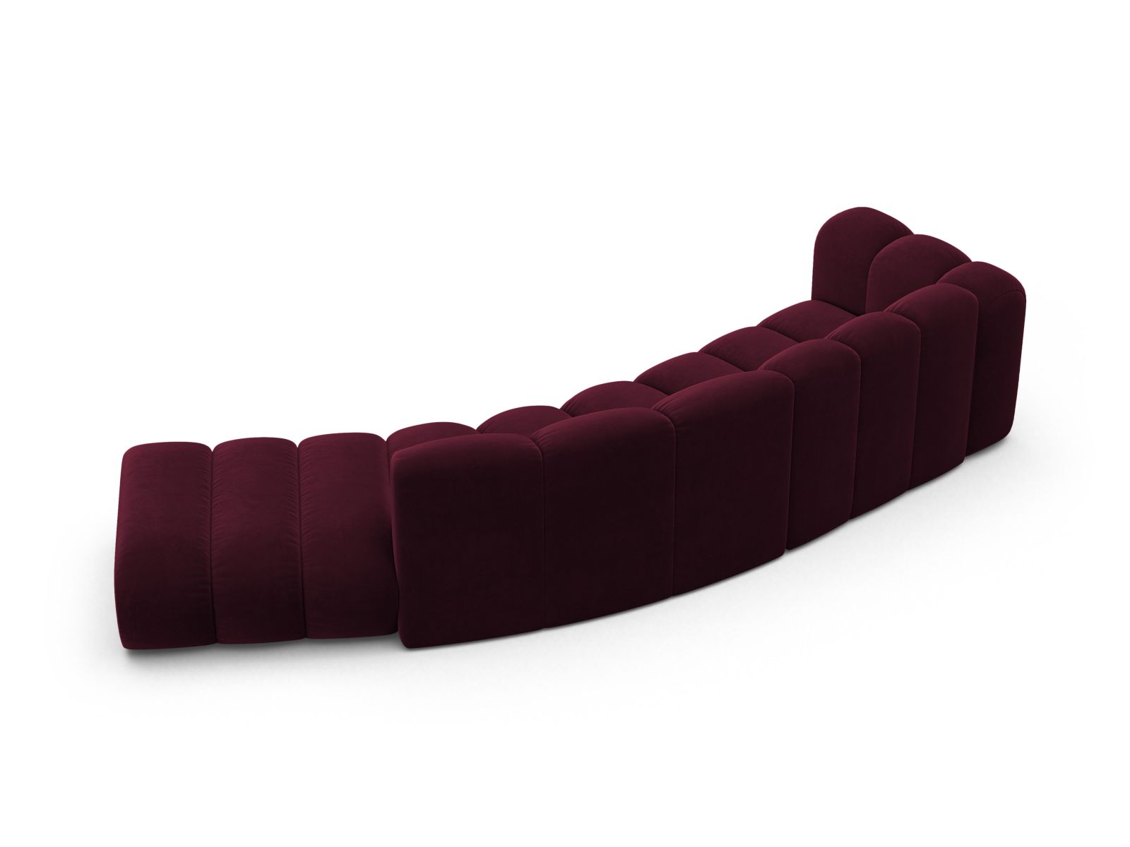 Velvet Left Modular Sofa, "Lupine", 5 Seats, 335x166x70