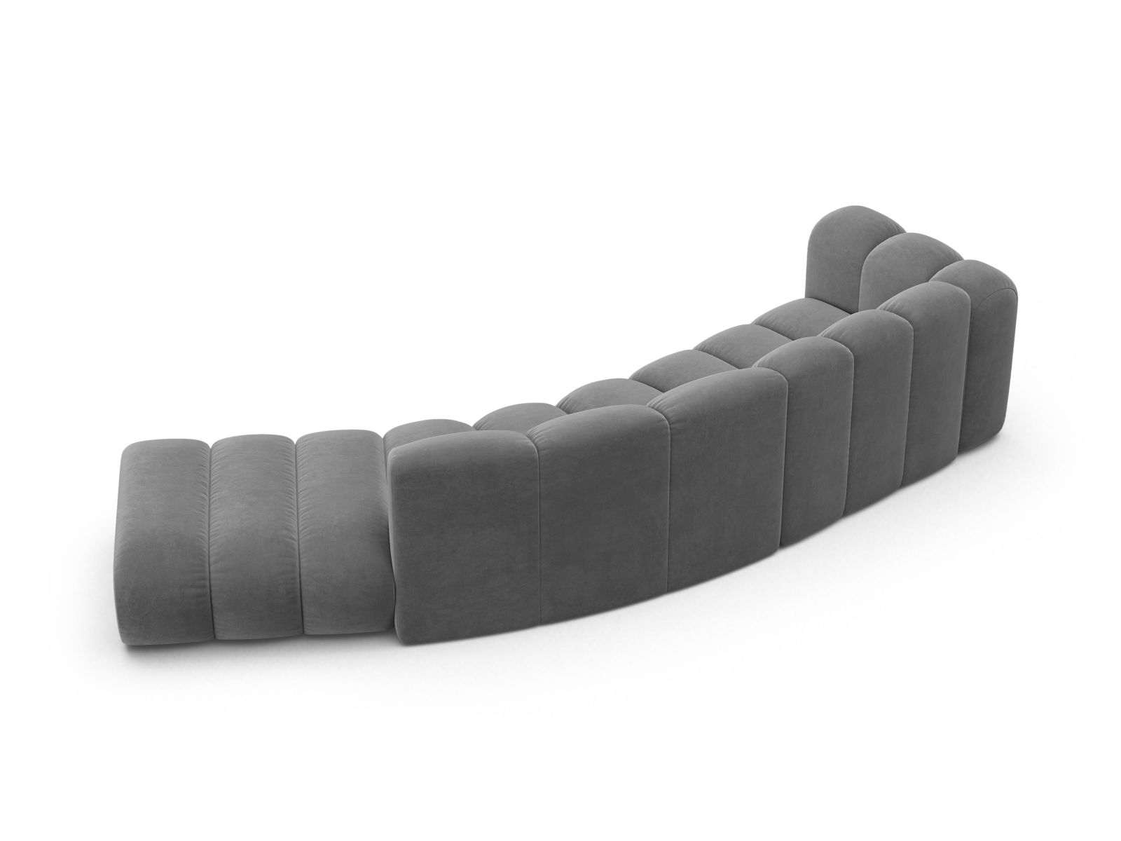 Velvet Left Modular Sofa, "Lupine", 5 Seats, 335x166x70