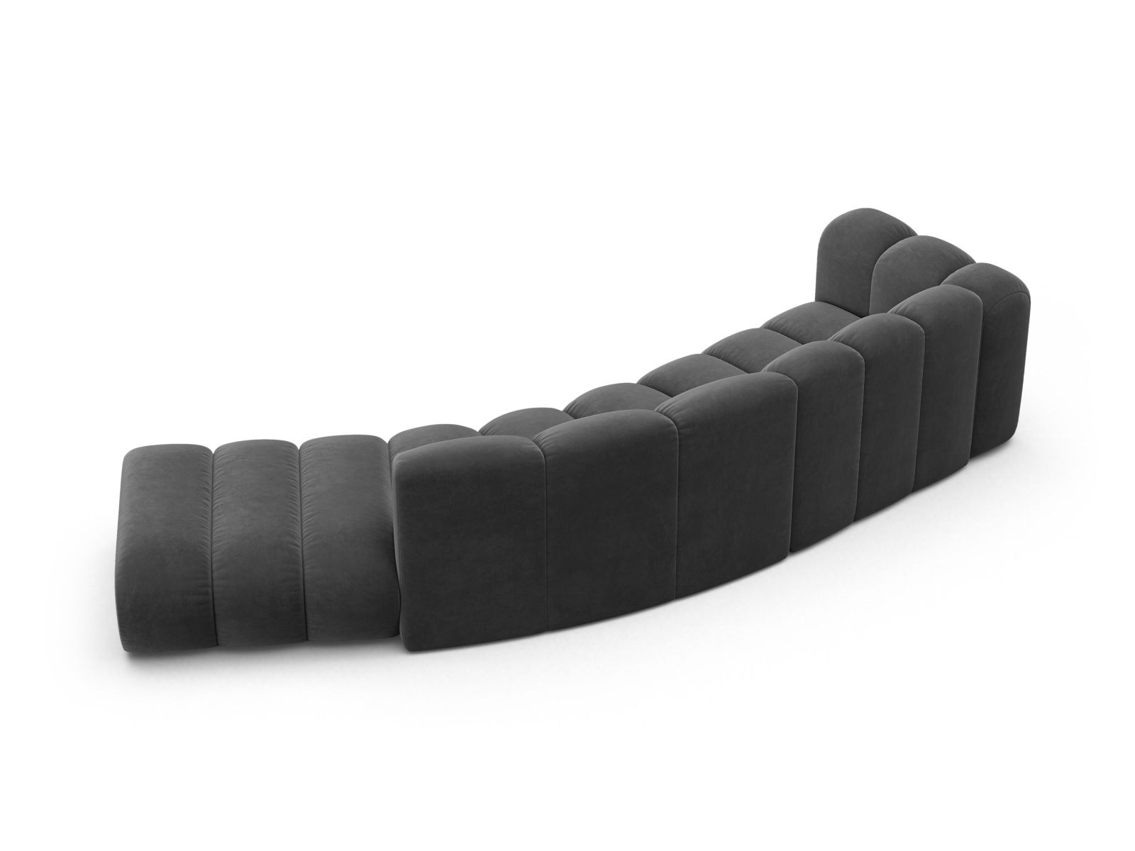 Velvet Left Modular Sofa, "Lupine", 5 Seats, 335x166x70