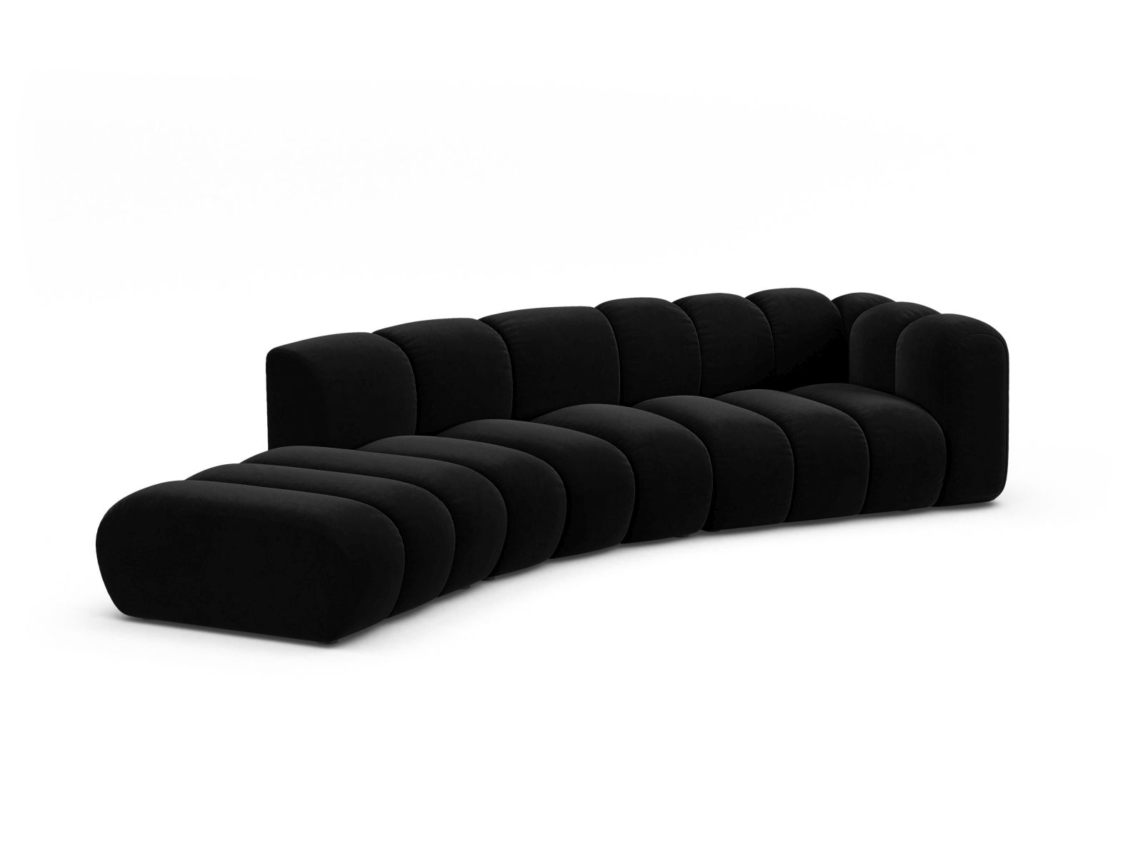 Velvet Right Modular Sofa, "Lupine", 5 Seats, 335x166x70