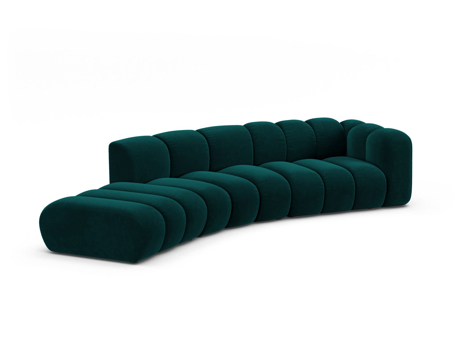 Velvet Right Modular Sofa, "Lupine", 5 Seats, 335x166x70