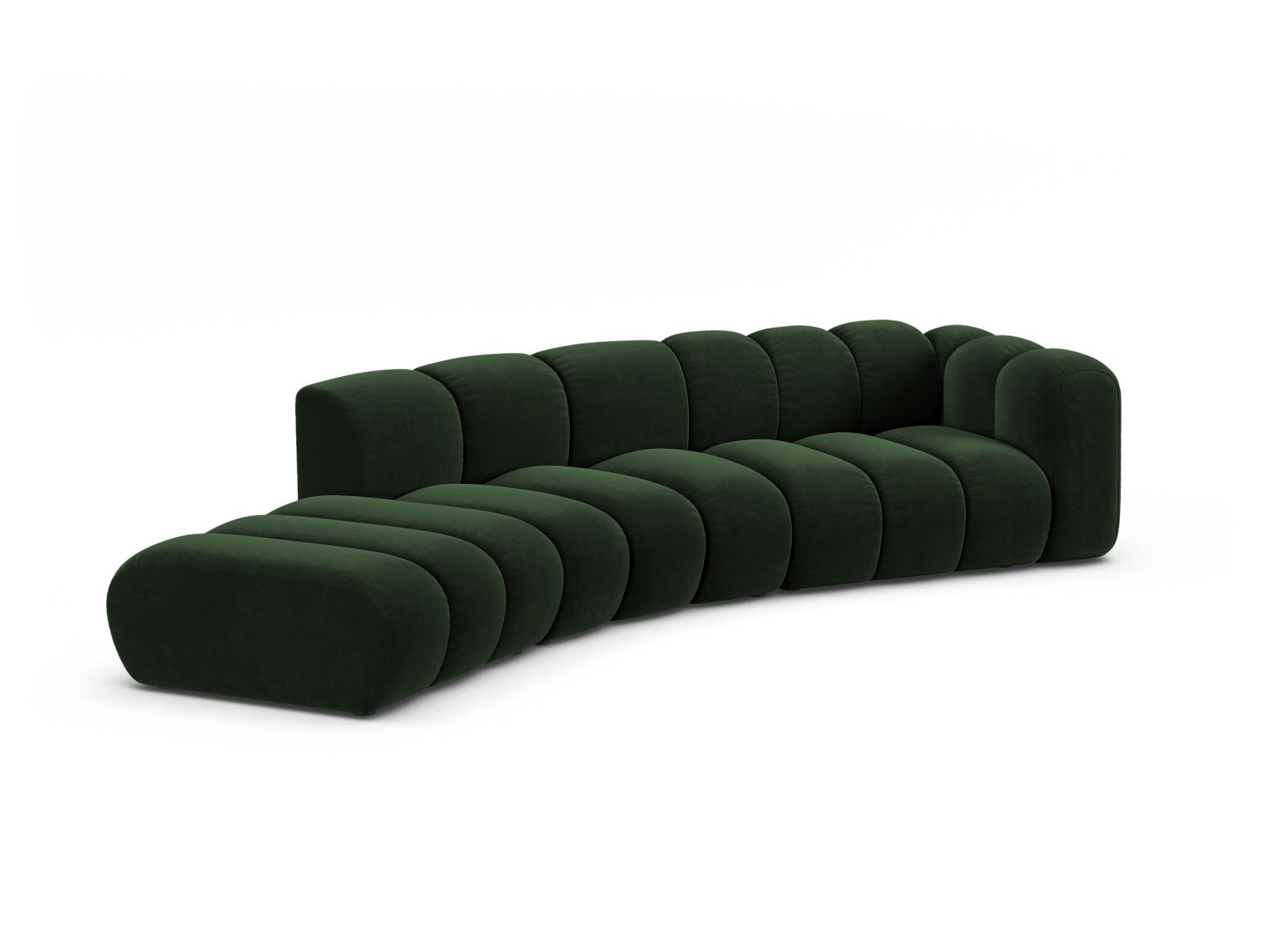 Velvet Right Modular Sofa, "Lupine", 5 Seats, 335x166x70