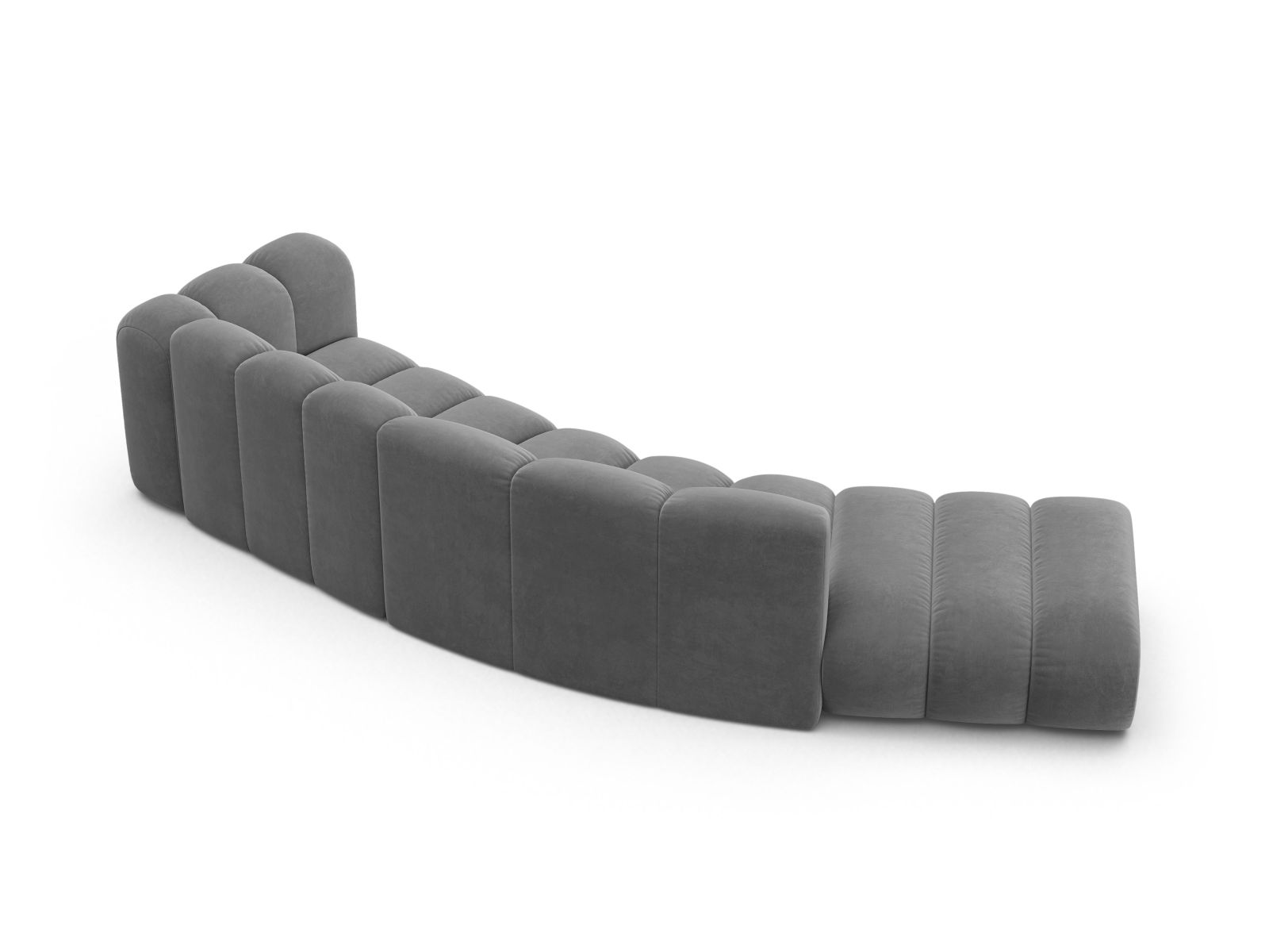 Velvet Right Modular Sofa, "Lupine", 5 Seats, 335x166x70