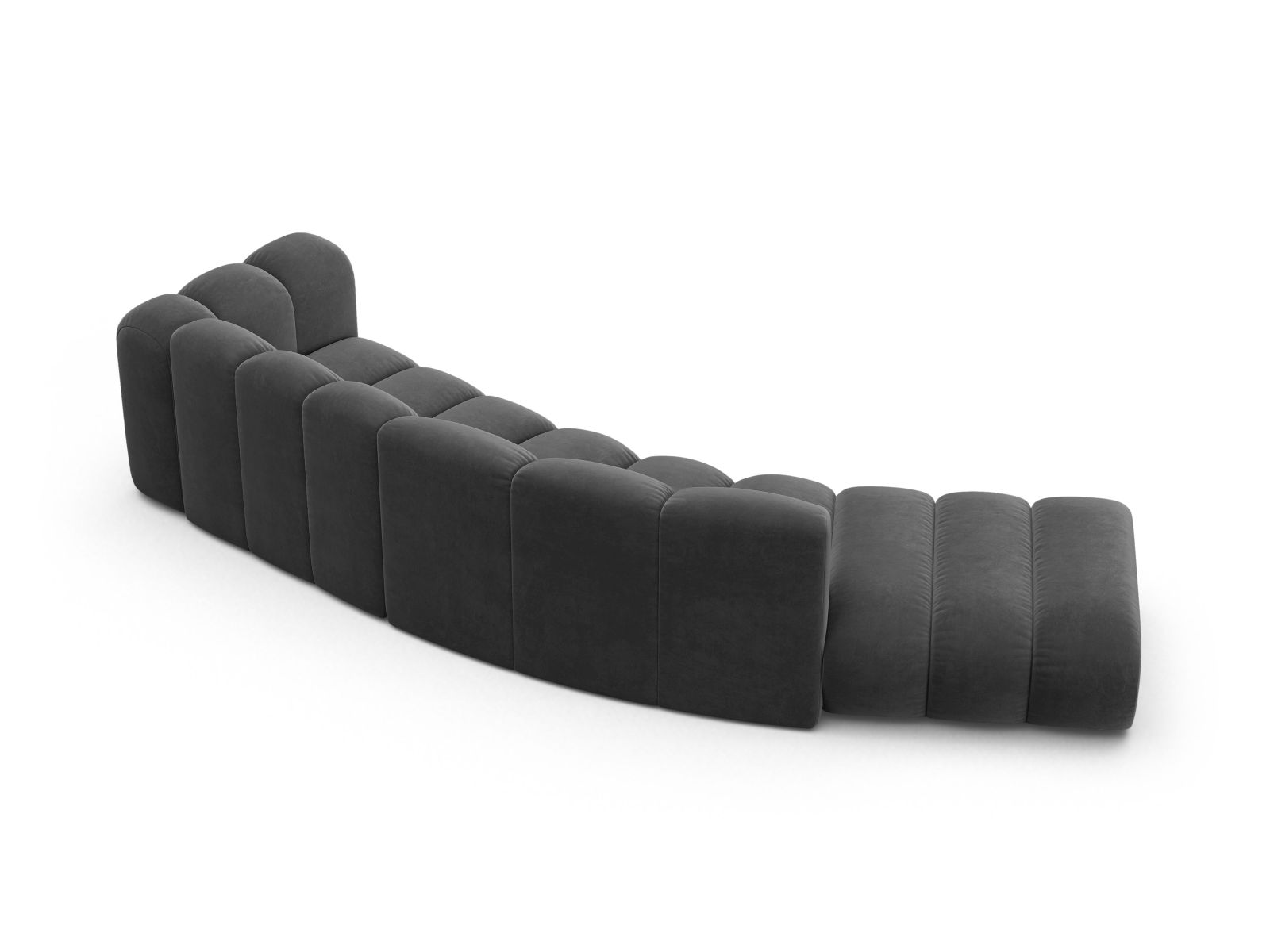 Velvet Right Modular Sofa, "Lupine", 5 Seats, 335x166x70
