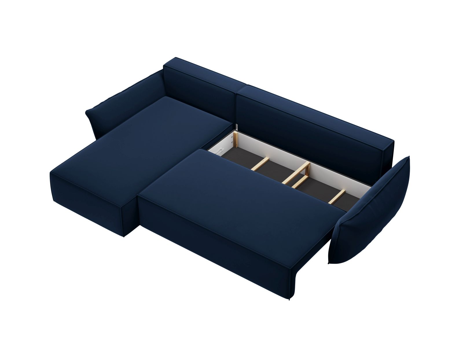 Velvet Left Corner Sofa With Bed Function And Box, "Kaelle", 4 Seats, 252x165x87