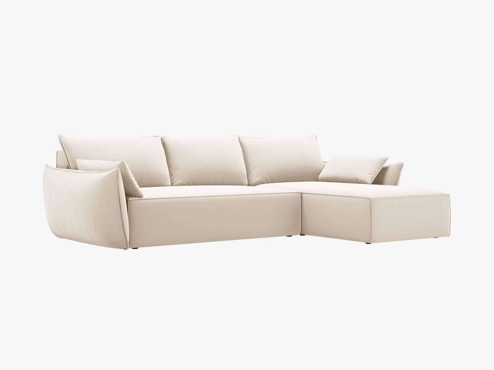 Velvet Left Corner Sofa With Bed Function And Box, "Kaelle", 4 Seats, 252x165x87