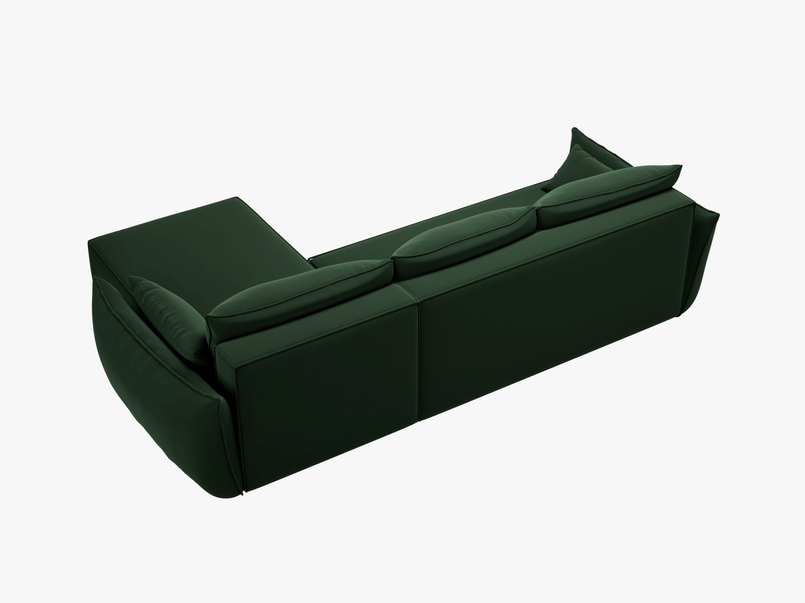 Velvet Left Corner Sofa With Bed Function And Box, "Kaelle", 4 Seats, 252x165x87