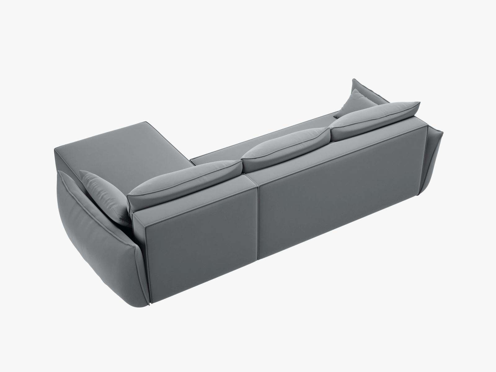 Velvet Left Corner Sofa With Bed Function And Box, "Kaelle", 4 Seats, 252x165x87