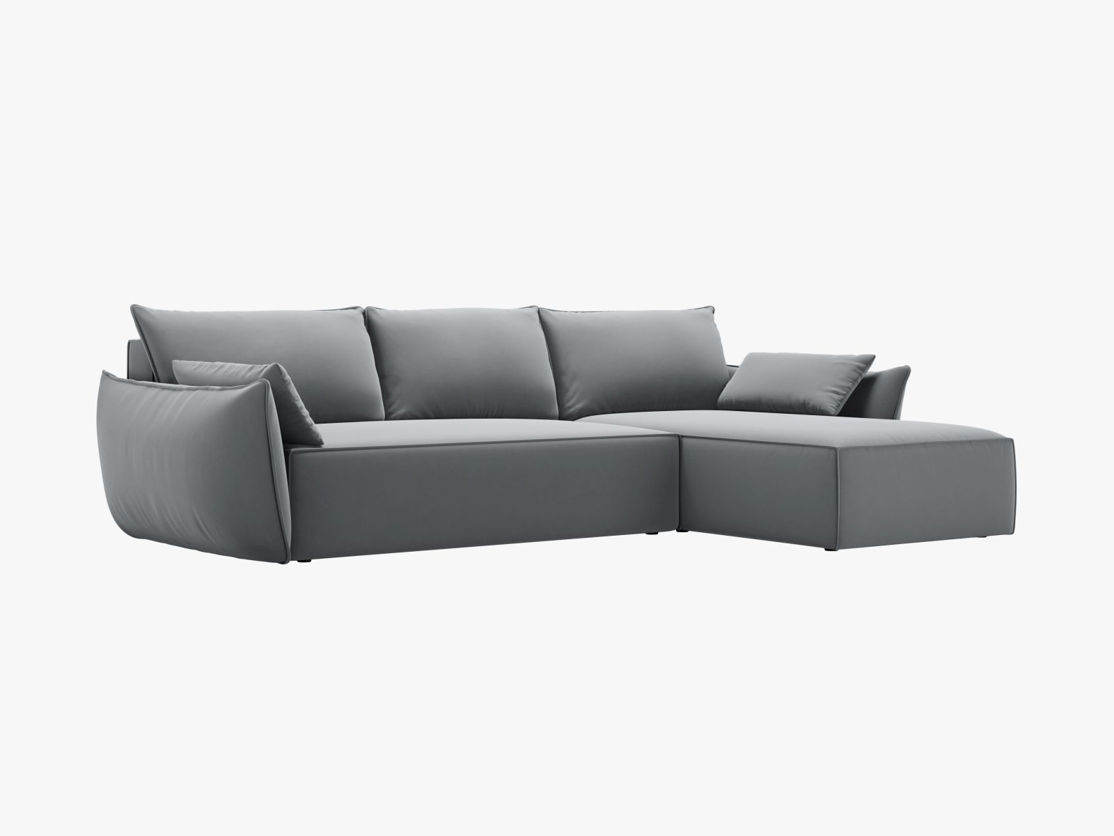 Velvet Left Corner Sofa With Bed Function And Box, "Kaelle", 4 Seats, 252x165x87